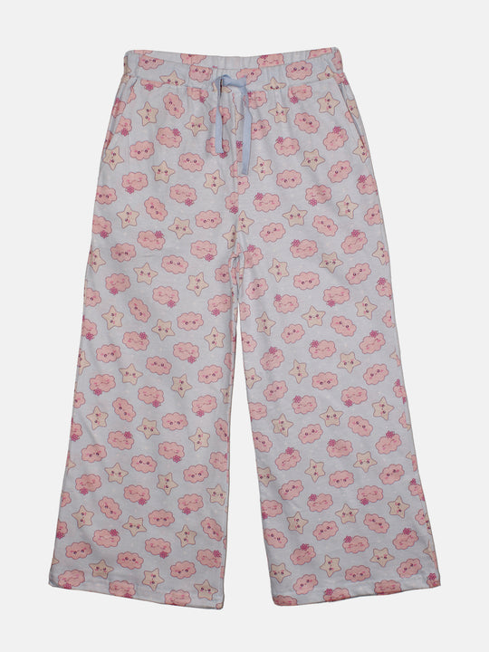 Girls Cotton Printed Flared Pajama