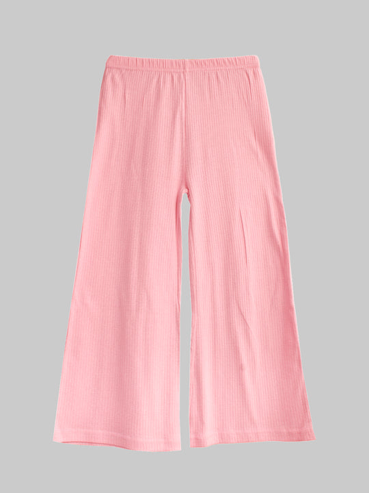 Girls Cotton Solid Wide Leg Pyjama Pant