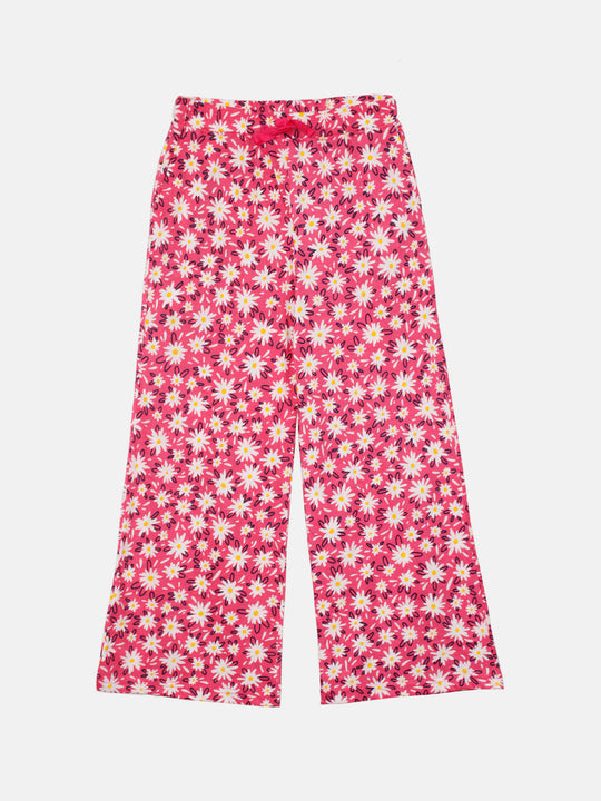 Girls Cotton Floral Printed Flared Pajama