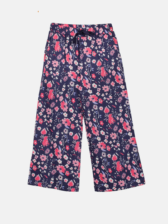 Girls Cotton Floral Printed Flared Pajama