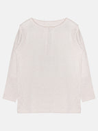 Girls Cotton Solid Henley Neck Tee - Ecru / 6-8Y