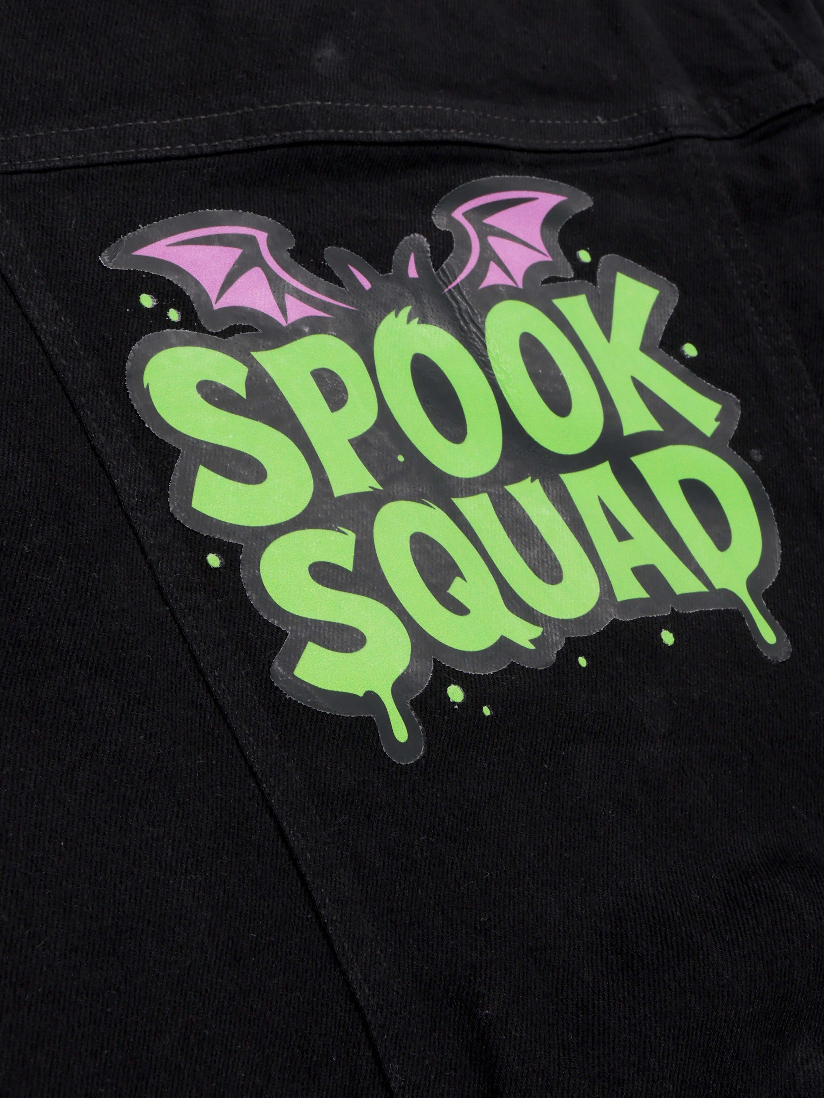 Kiddopanti Boys Denim Jacket With Halloween Theme Badges