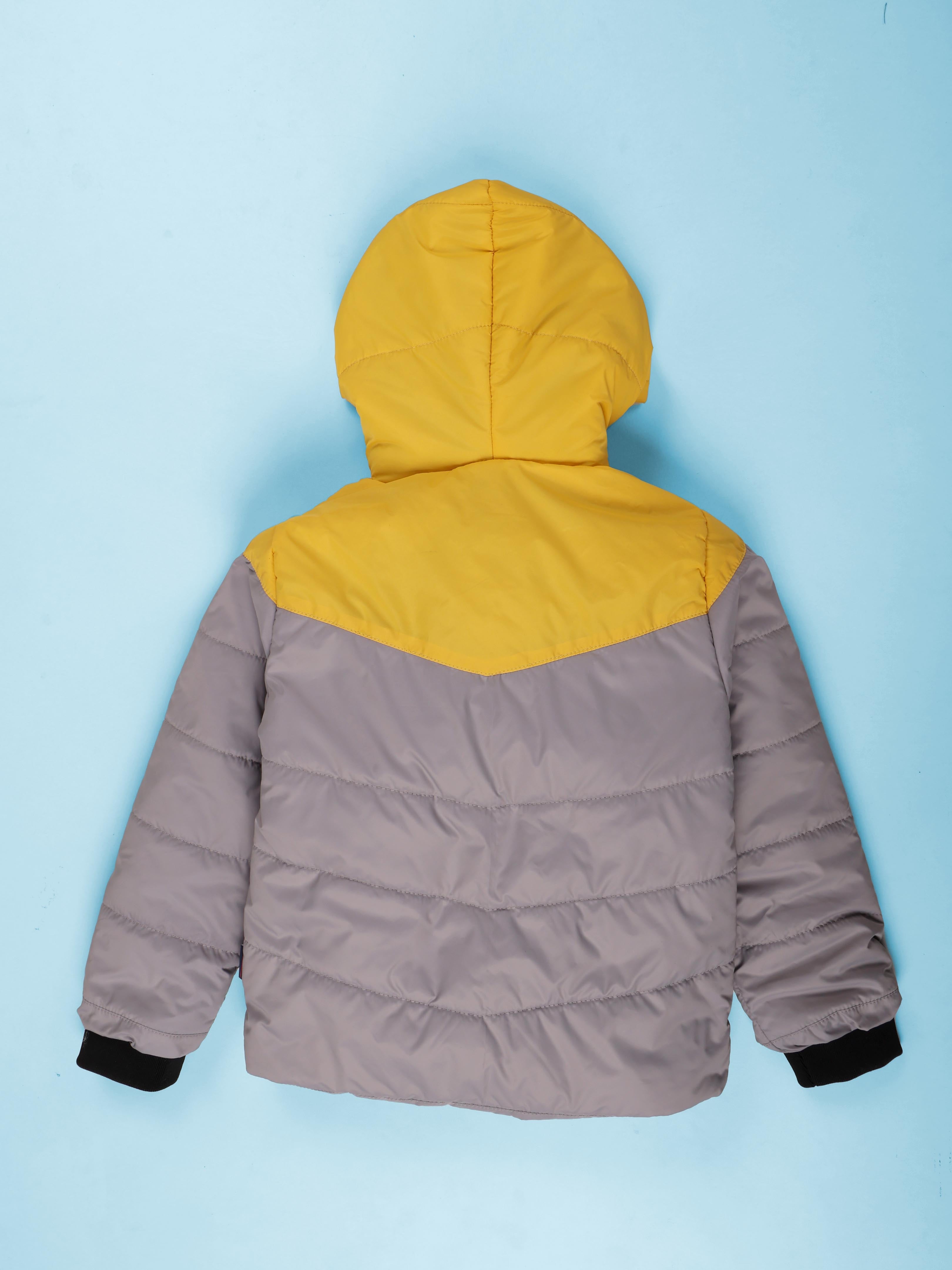 Kiddopanti Boys Cut & Sew Colorblock Warm Front Open Hooded Puffer Jacket