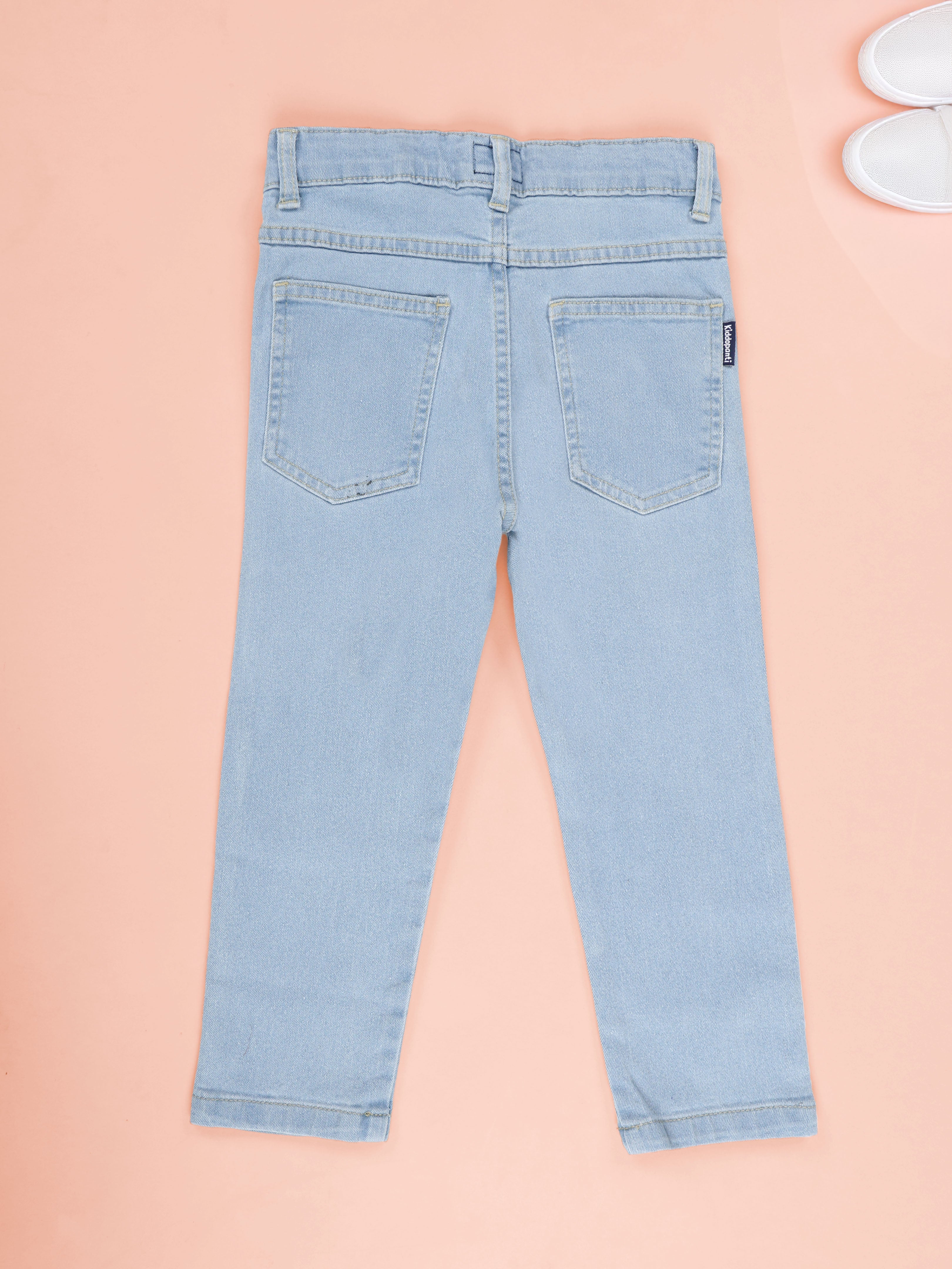 KiddoPanti Boys Regular Fit Denim Pant With Smiley Prints