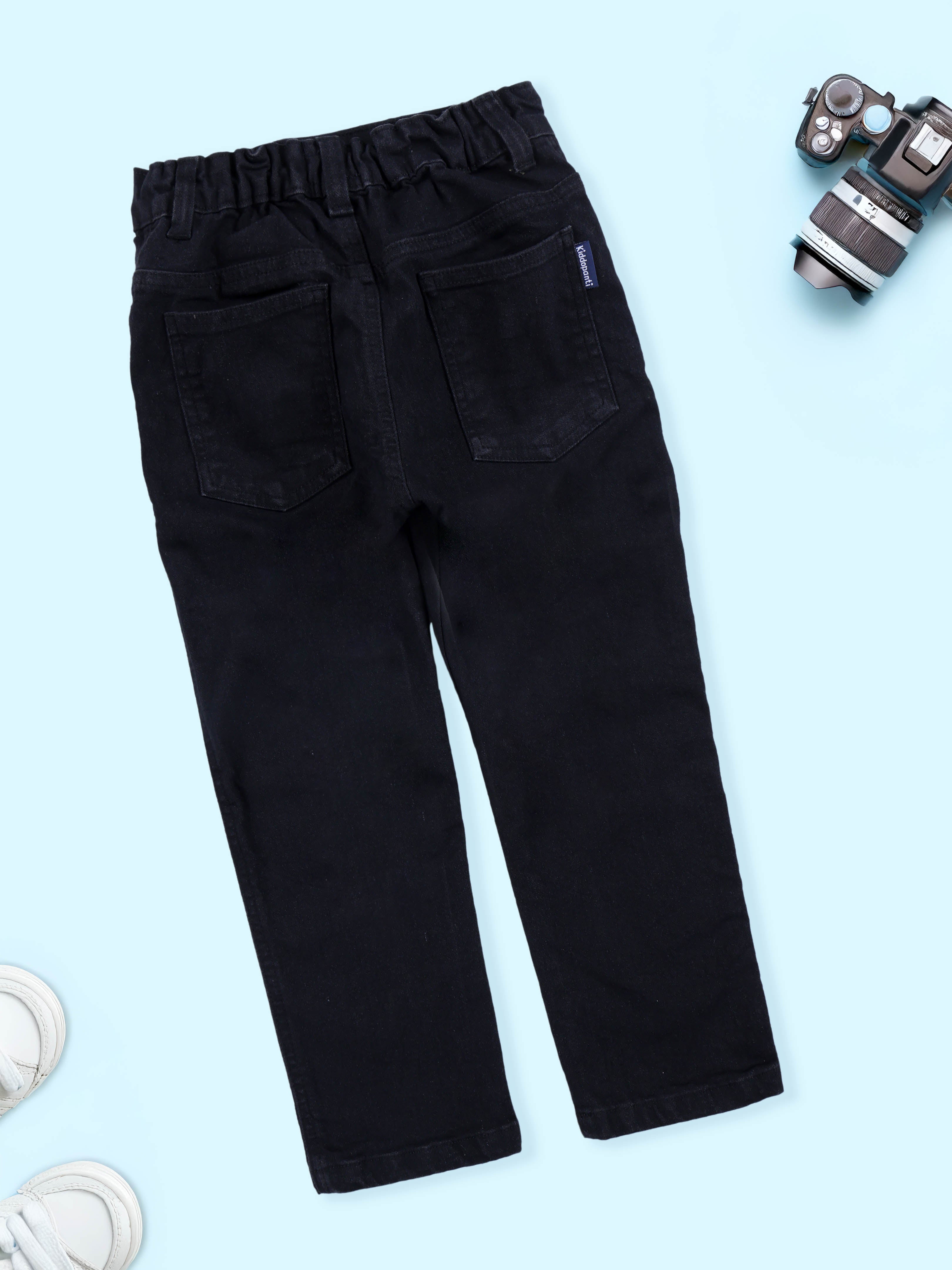 Boys Denim Woven 05 Badge With Boba Tea Detachable Keychain Denim Jeans