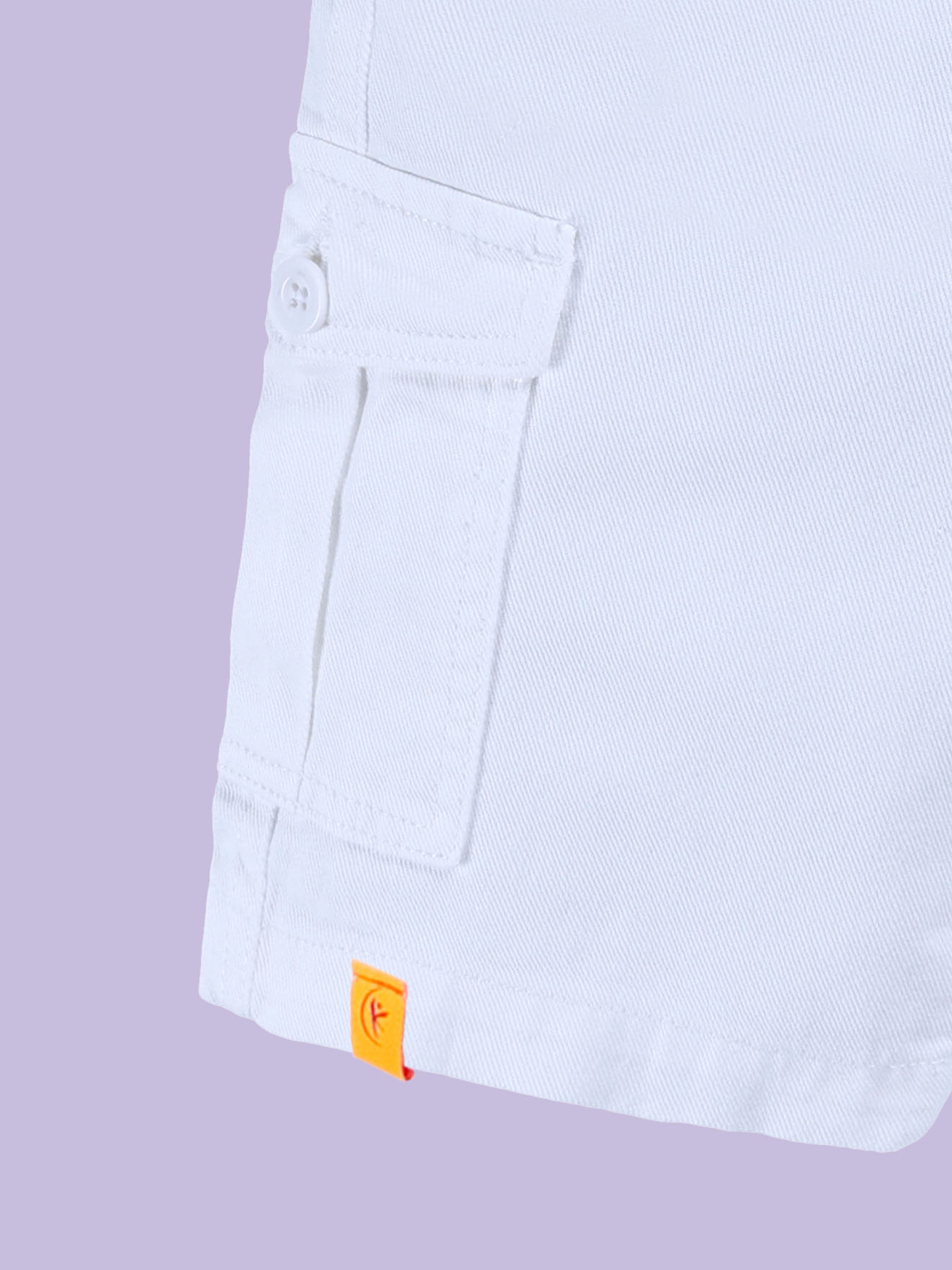 Boys Knee Length Denim Cargo Solid Shorts