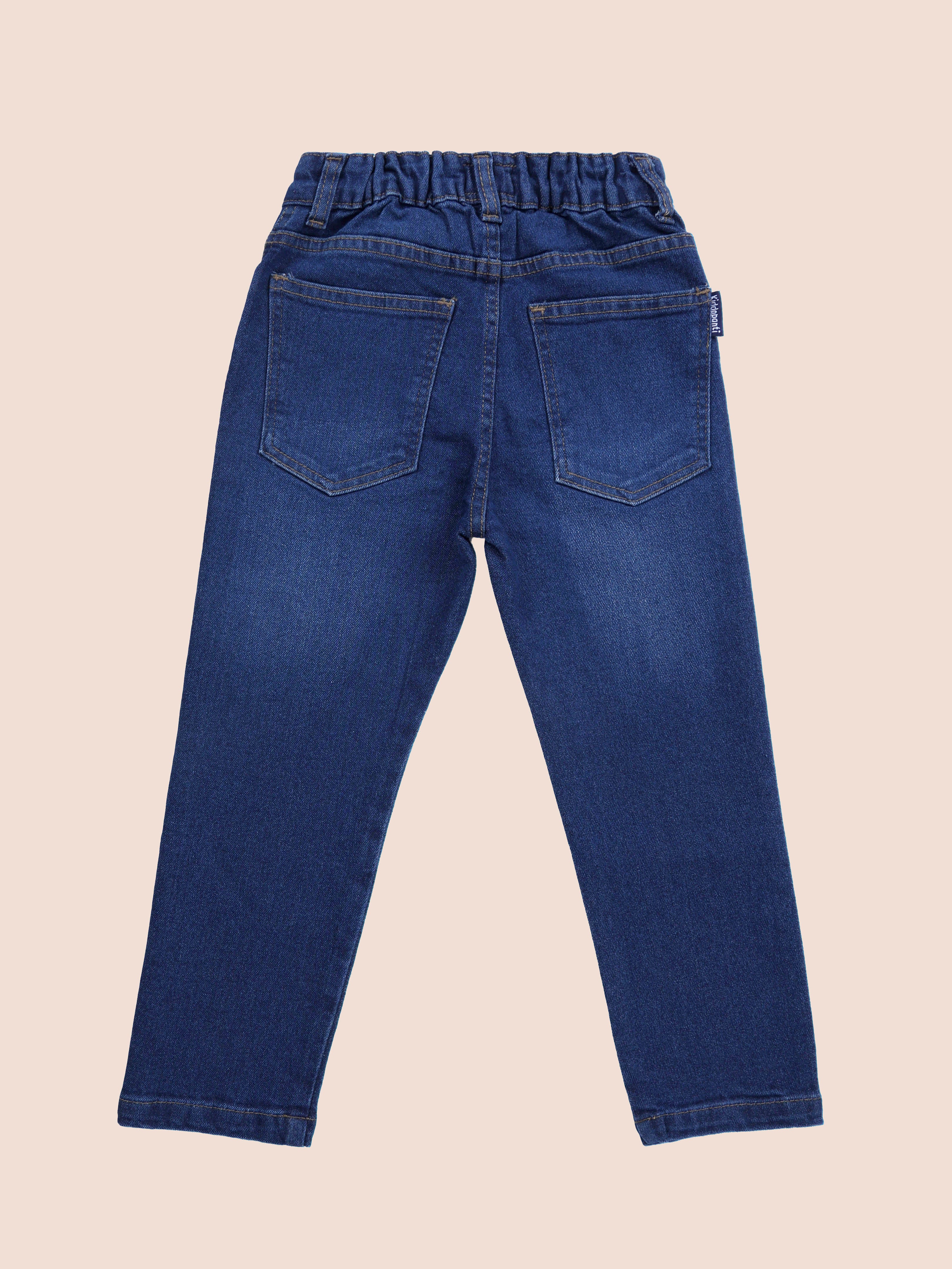 Boys Rayon Printed Short Kurta With Denim Woven Regular Fit Jeans Set