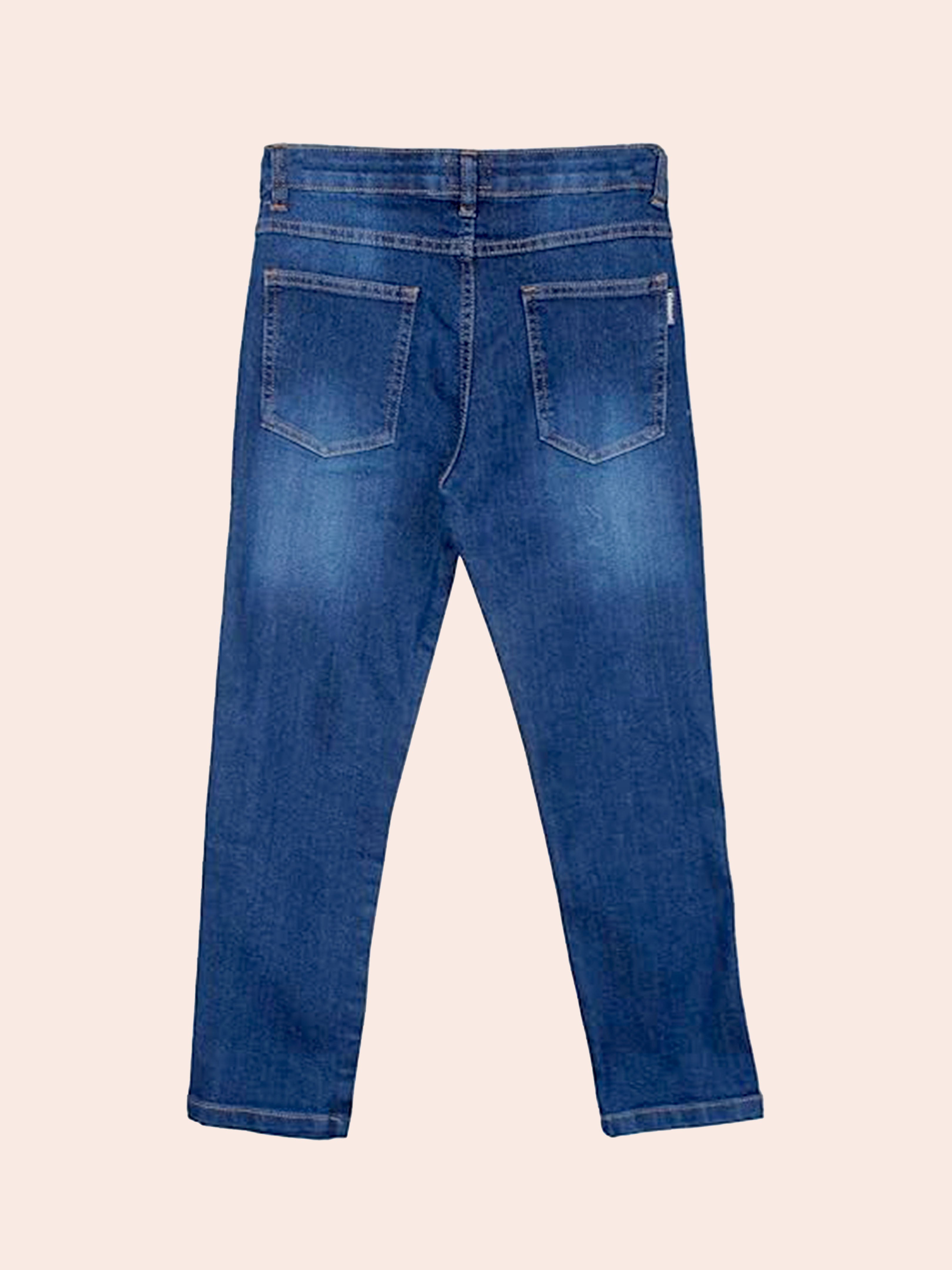 Boys Rayon Printed Short Kurta With Denim Woven Regular Fit Jeans Set