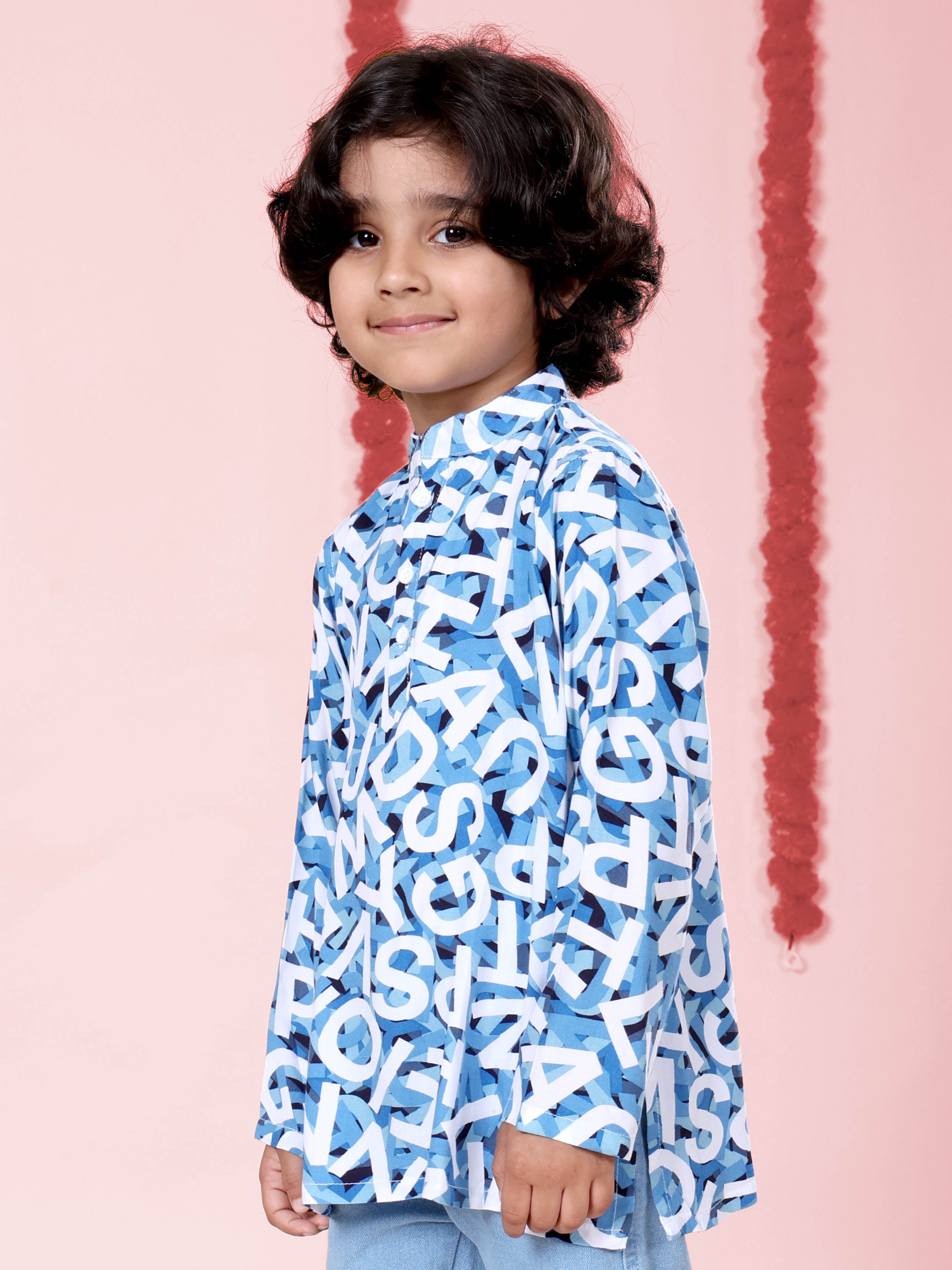 Kiddopanti Boys Ethnic Wear Printed Short Kurta