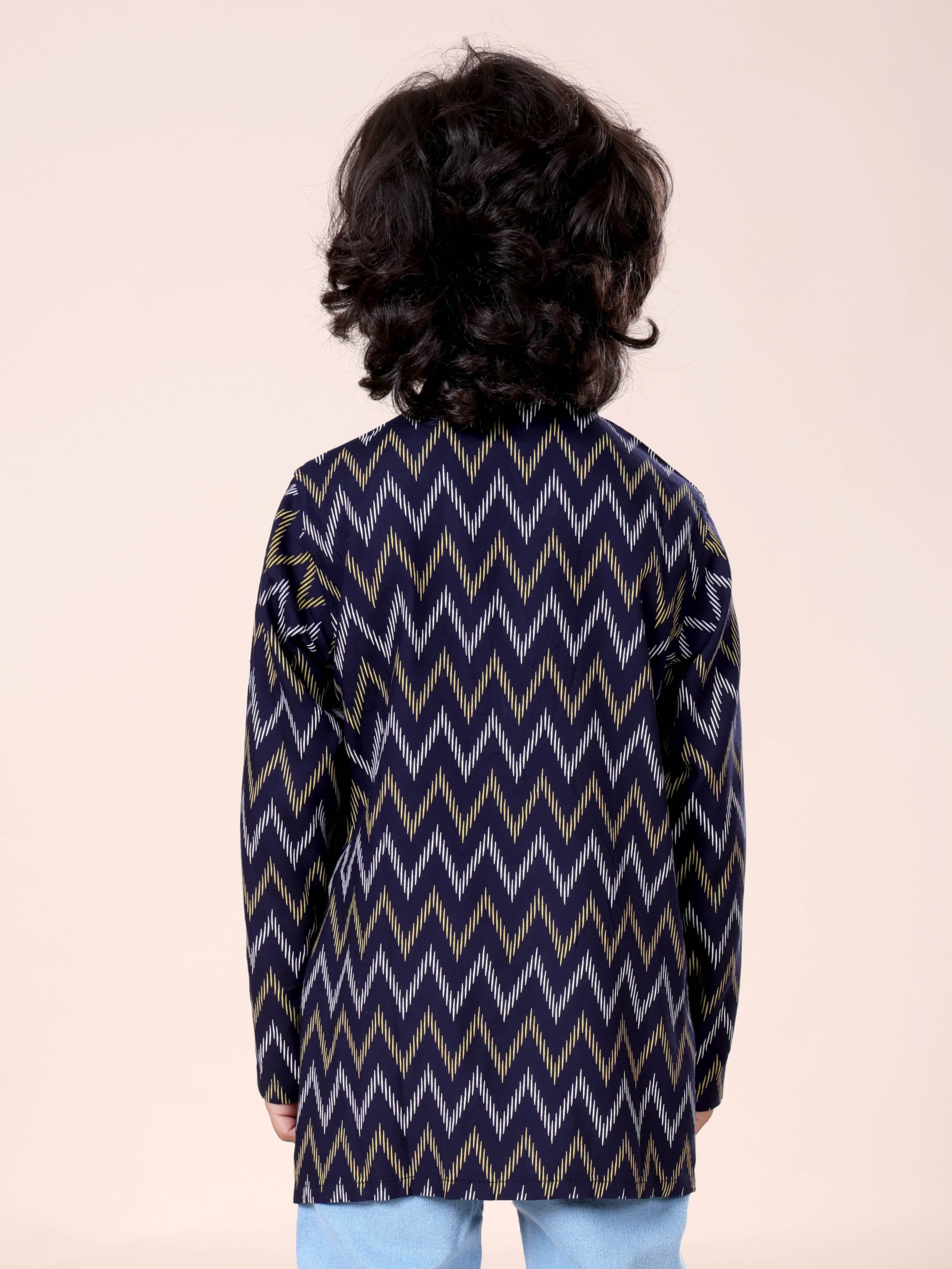 Kiddopanti Boys Ethnic Wear Printed Short Kurta