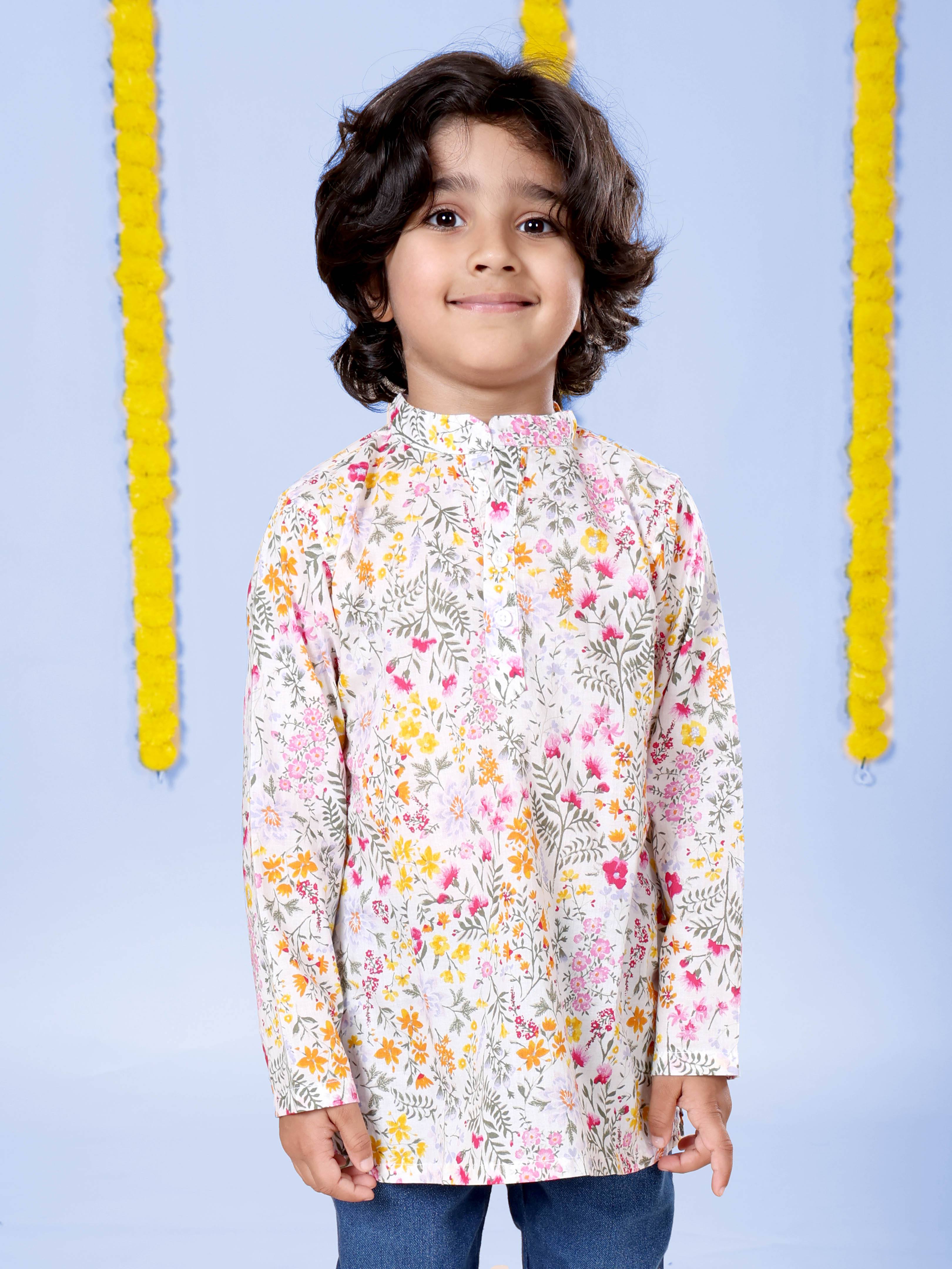 Kiddopanti Boys Ethnic Wear Printed Short Kurta