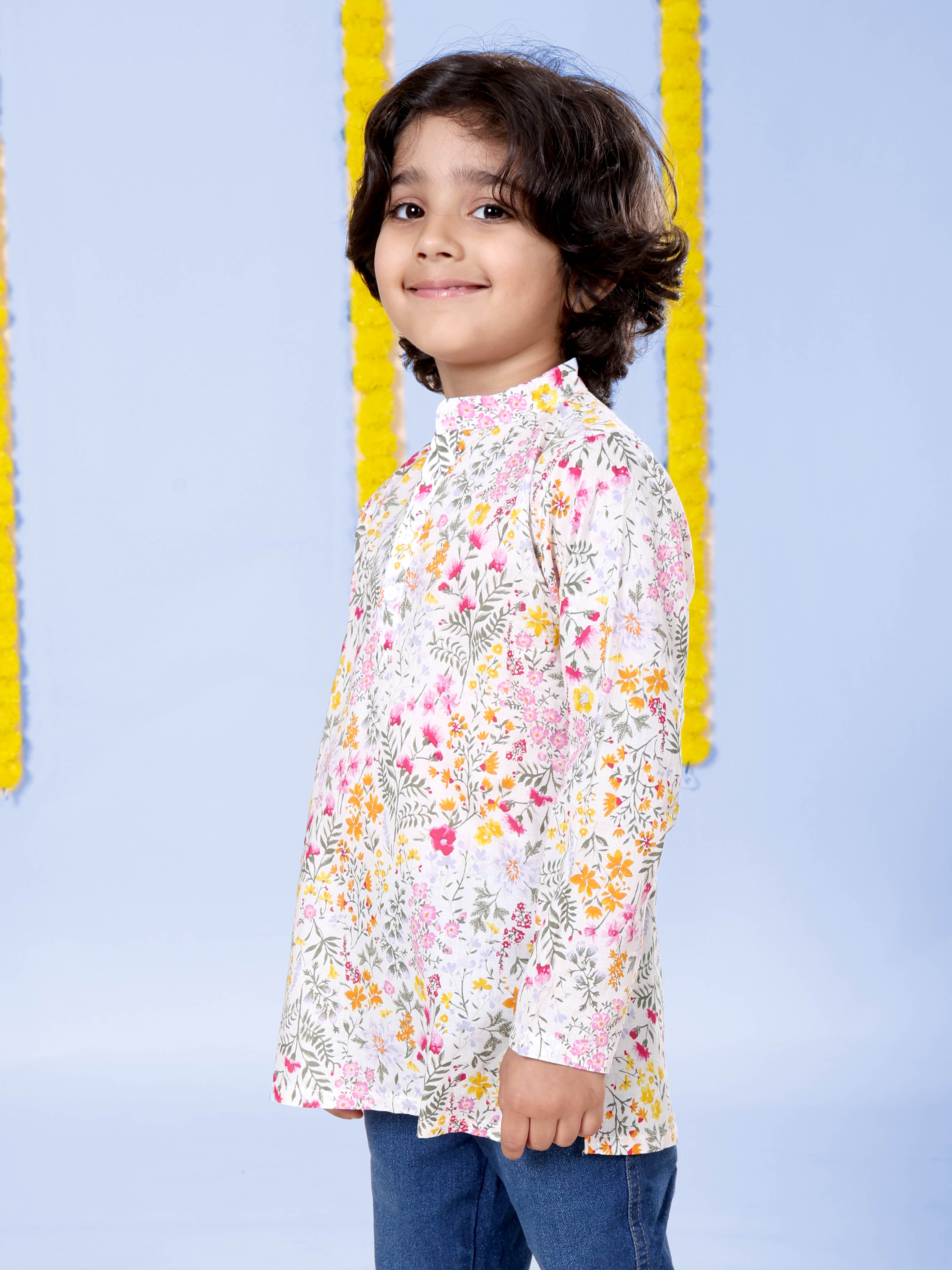 Kiddopanti Boys Ethnic Wear Printed Short Kurta
