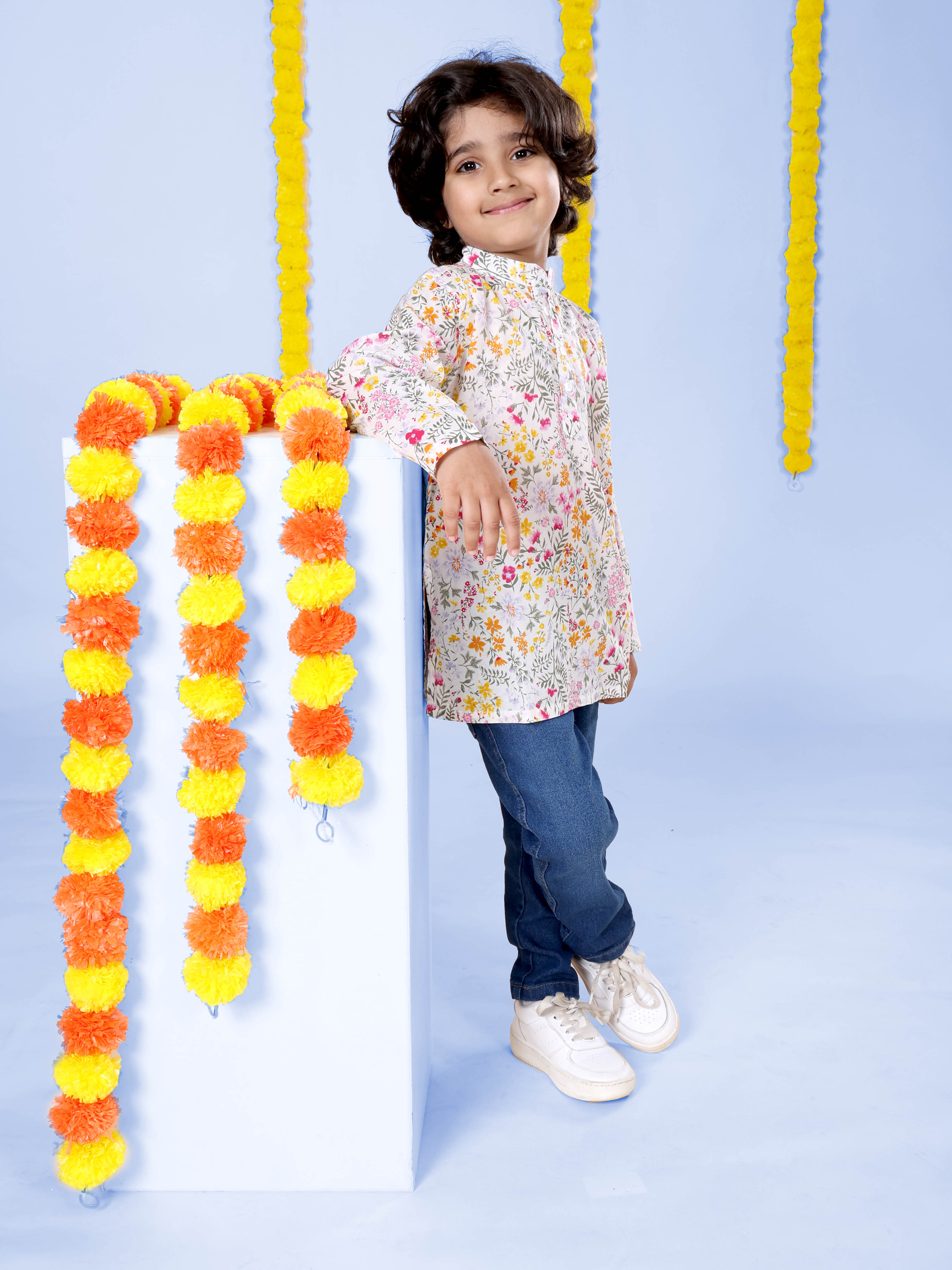 Kiddopanti Boys Ethnic Wear Printed Short Kurta
