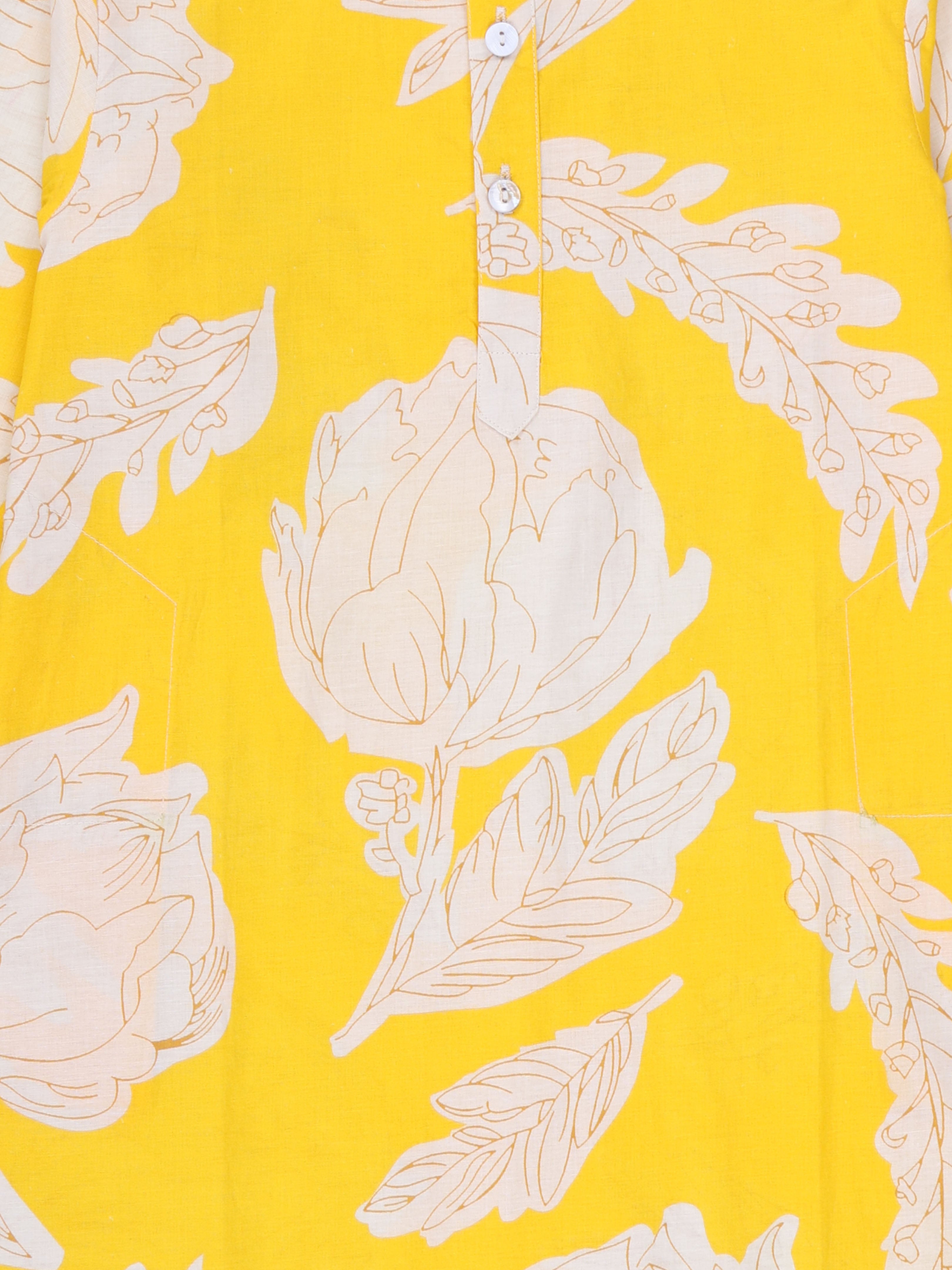 Kiddopanti Boys Cotton Floral Printed Full Sleeves Knee Length Kurta