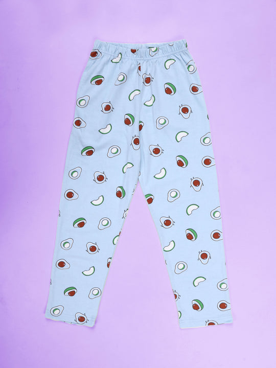 Kiddopanti Girls All Over Avocado Printed Pyjama Pant With Single Pocket