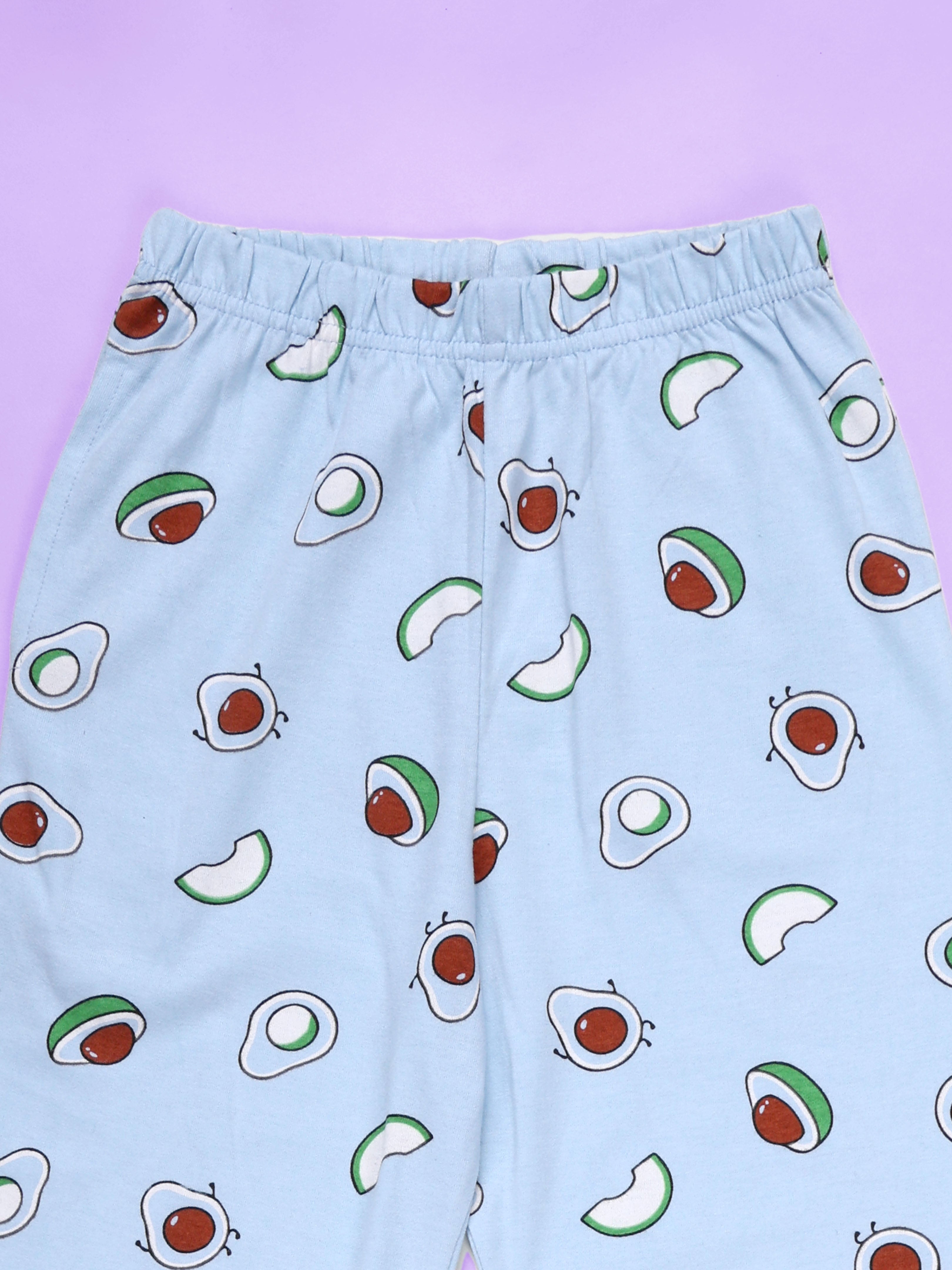Kiddopanti Girls All Over Avocado Printed Pyjama Pant With Single Pocket