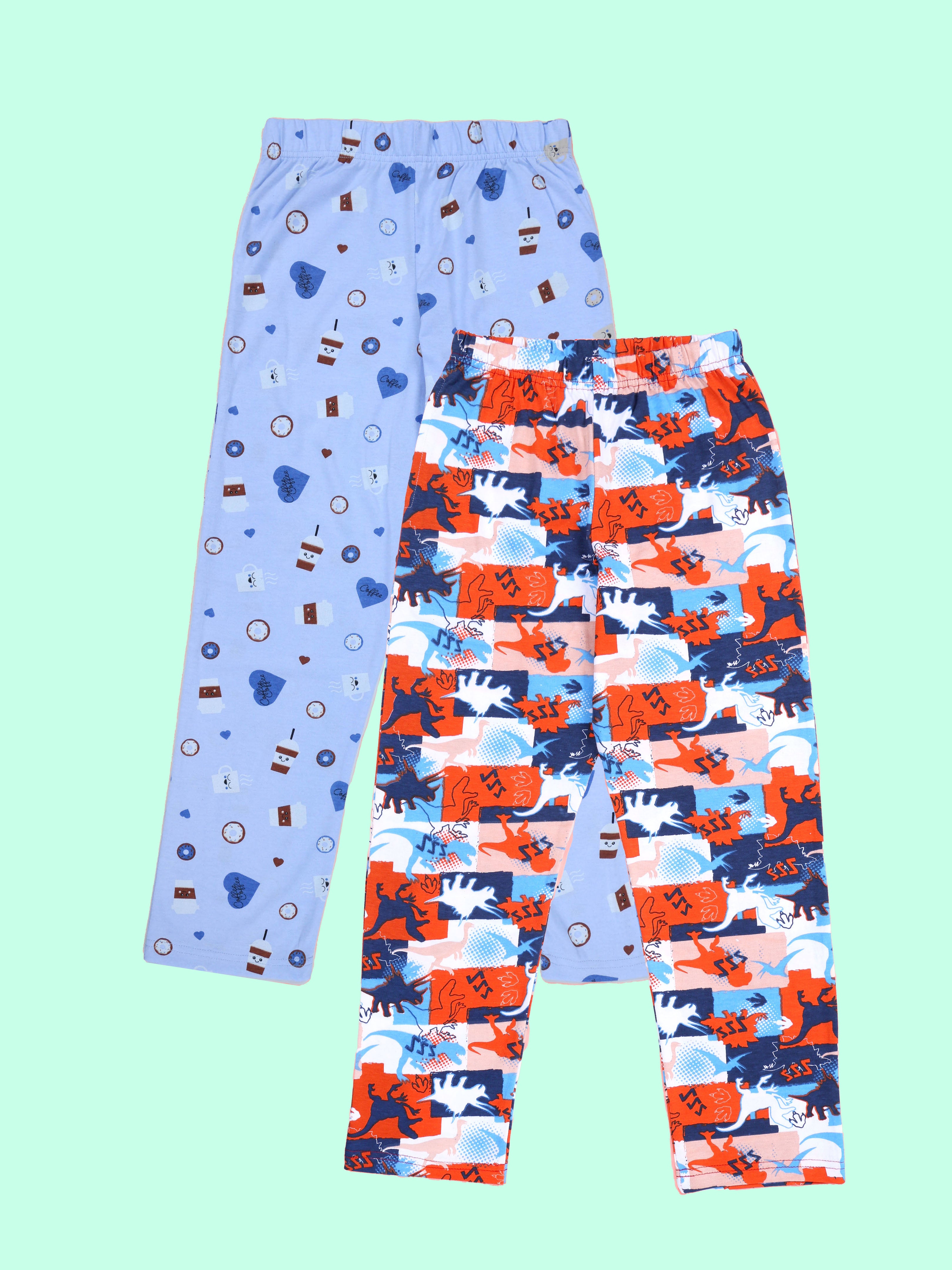 KiddoPanti Boys Cotton All-Over Printed Pyjama Pant With Single Pocket Pack of 2