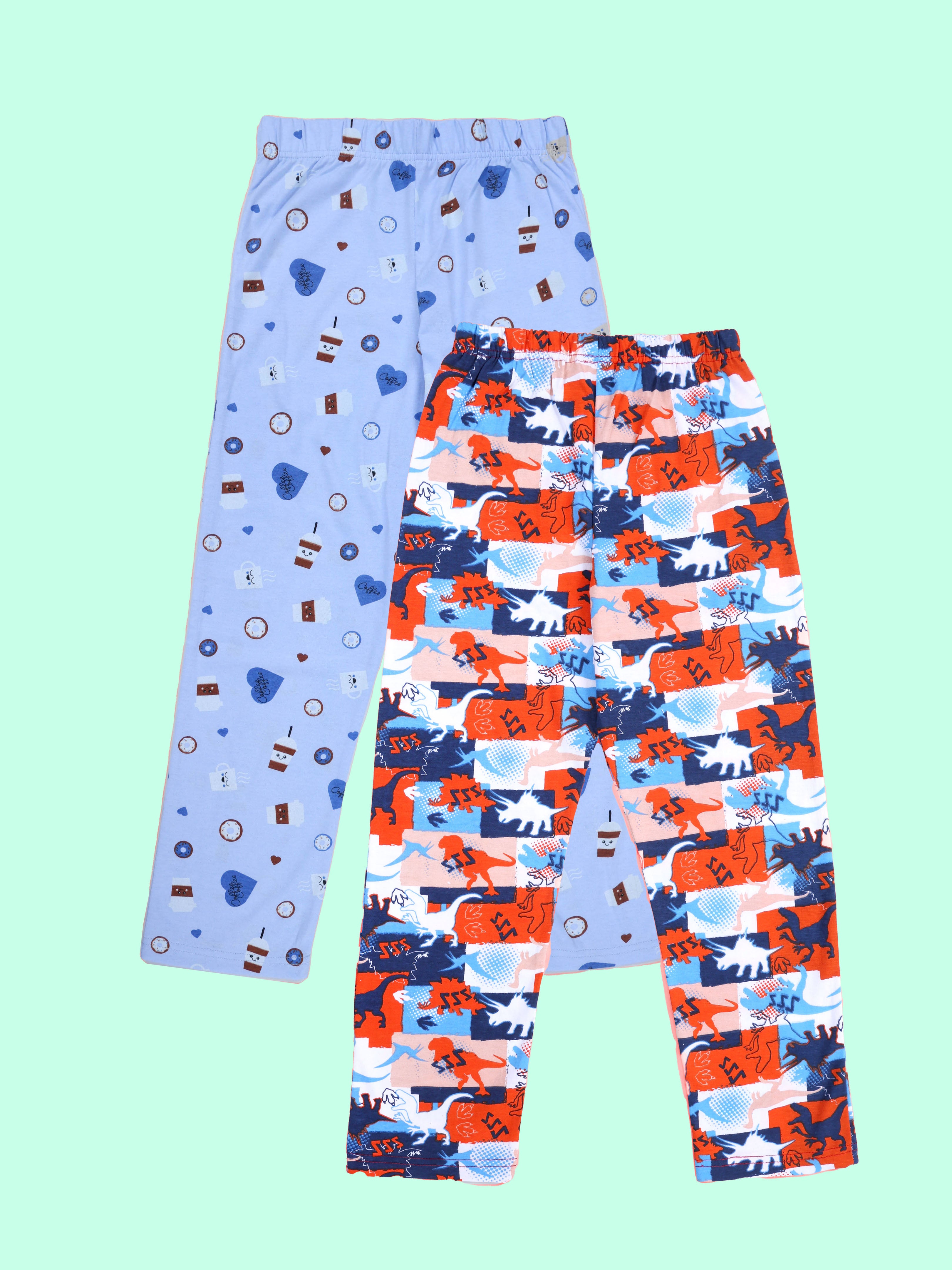 KiddoPanti Boys Cotton All-Over Printed Pyjama Pant With Single Pocket Pack of 2