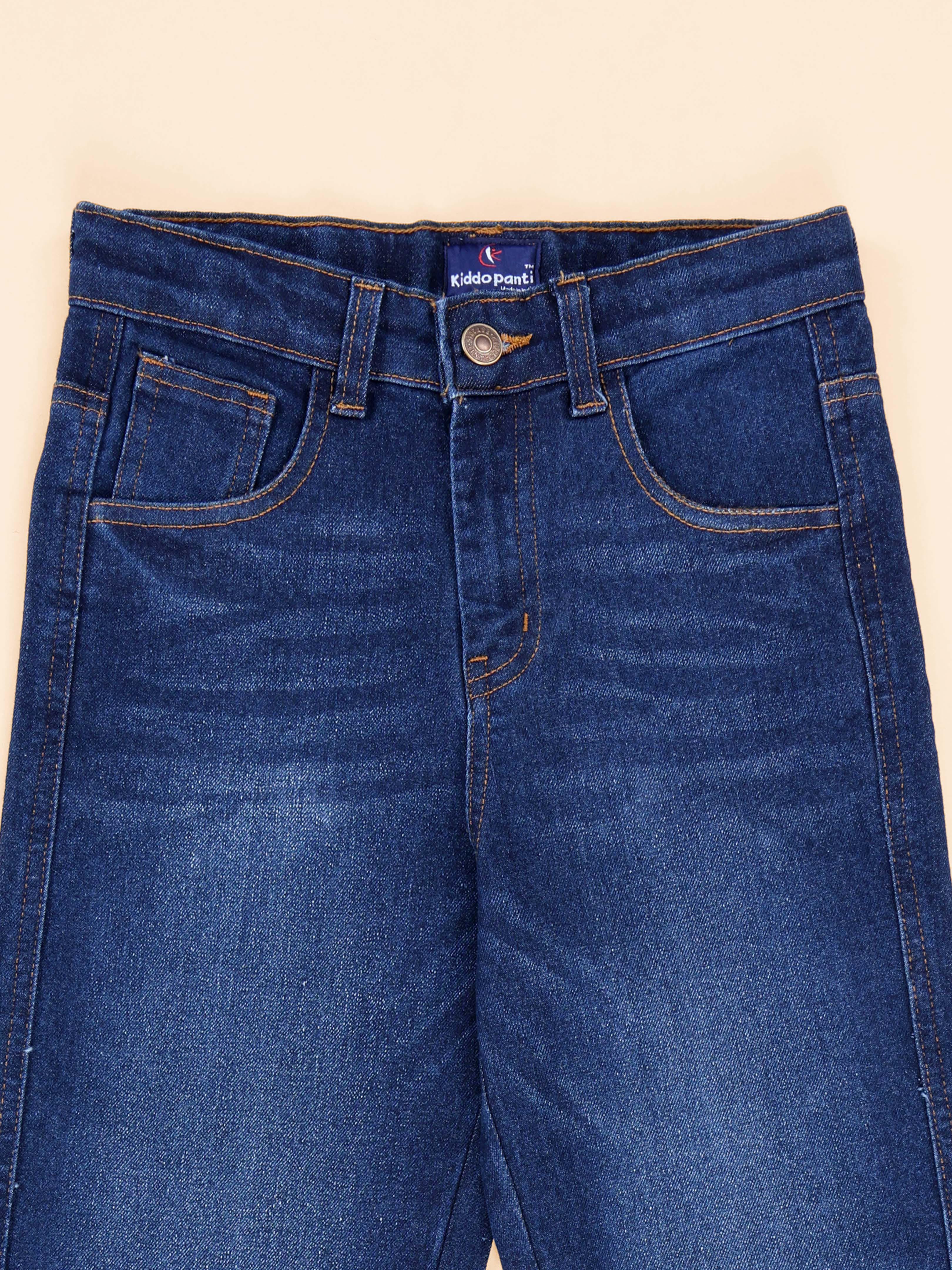 Kiddopanti Boys Printed Polo Tee & Denim Straight Fit Jeans Pant Co Ord Set