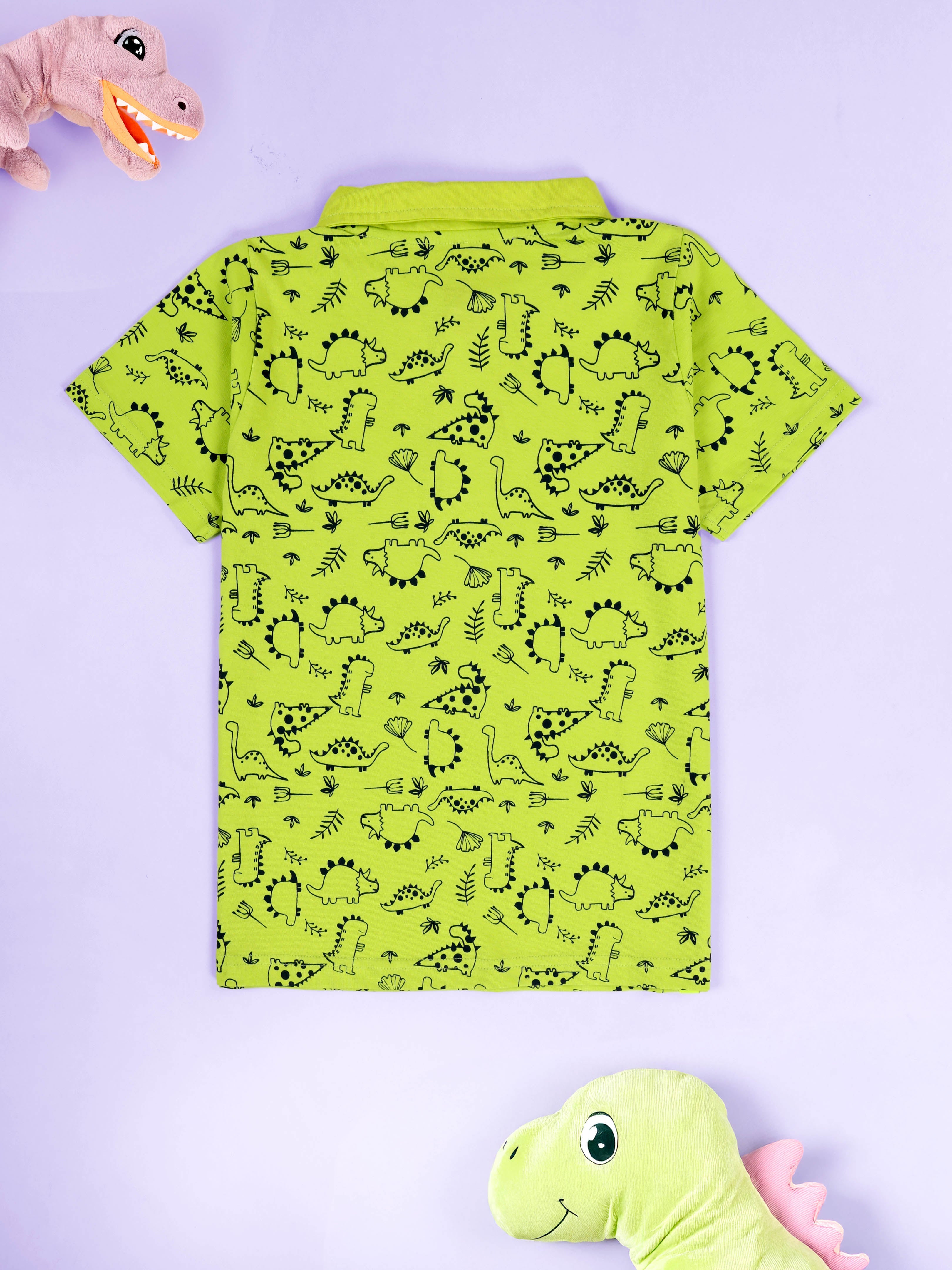 Kiddopanti Boys Printed Polo Tee & Denim Straight Fit Jeans Pant Co Ord Set