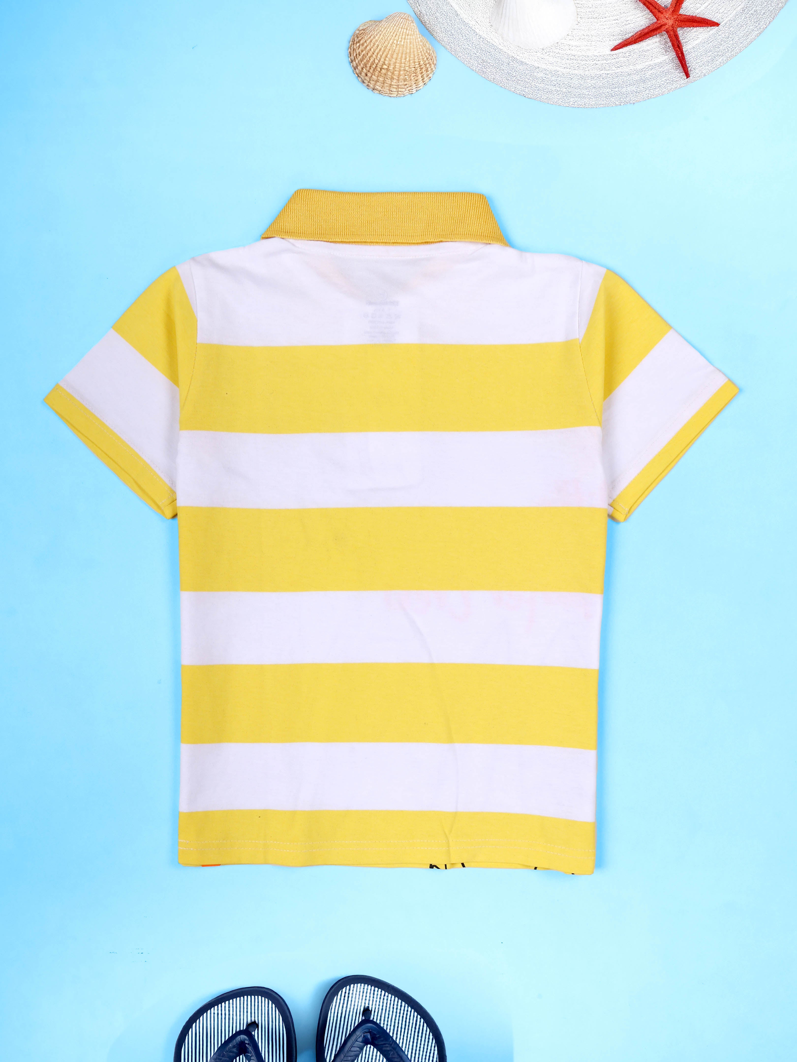 Kiddopanti Boys Printed Polo Tee & Denim Straight Fit Jeans Pant Co Ord Set