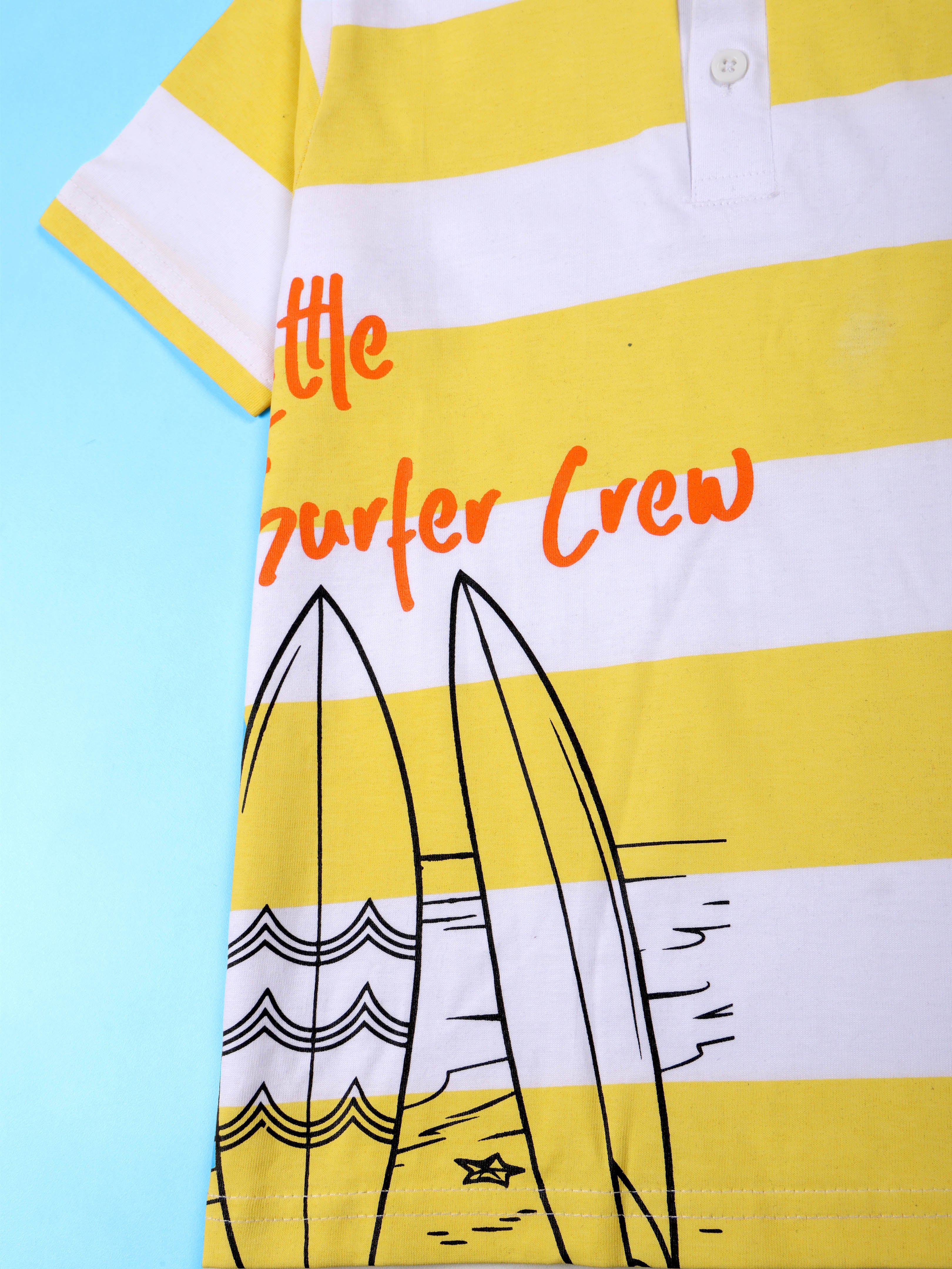 Kiddopanti Boys Printed Polo Tee & Denim Straight Fit Jeans Pant Co Ord Set