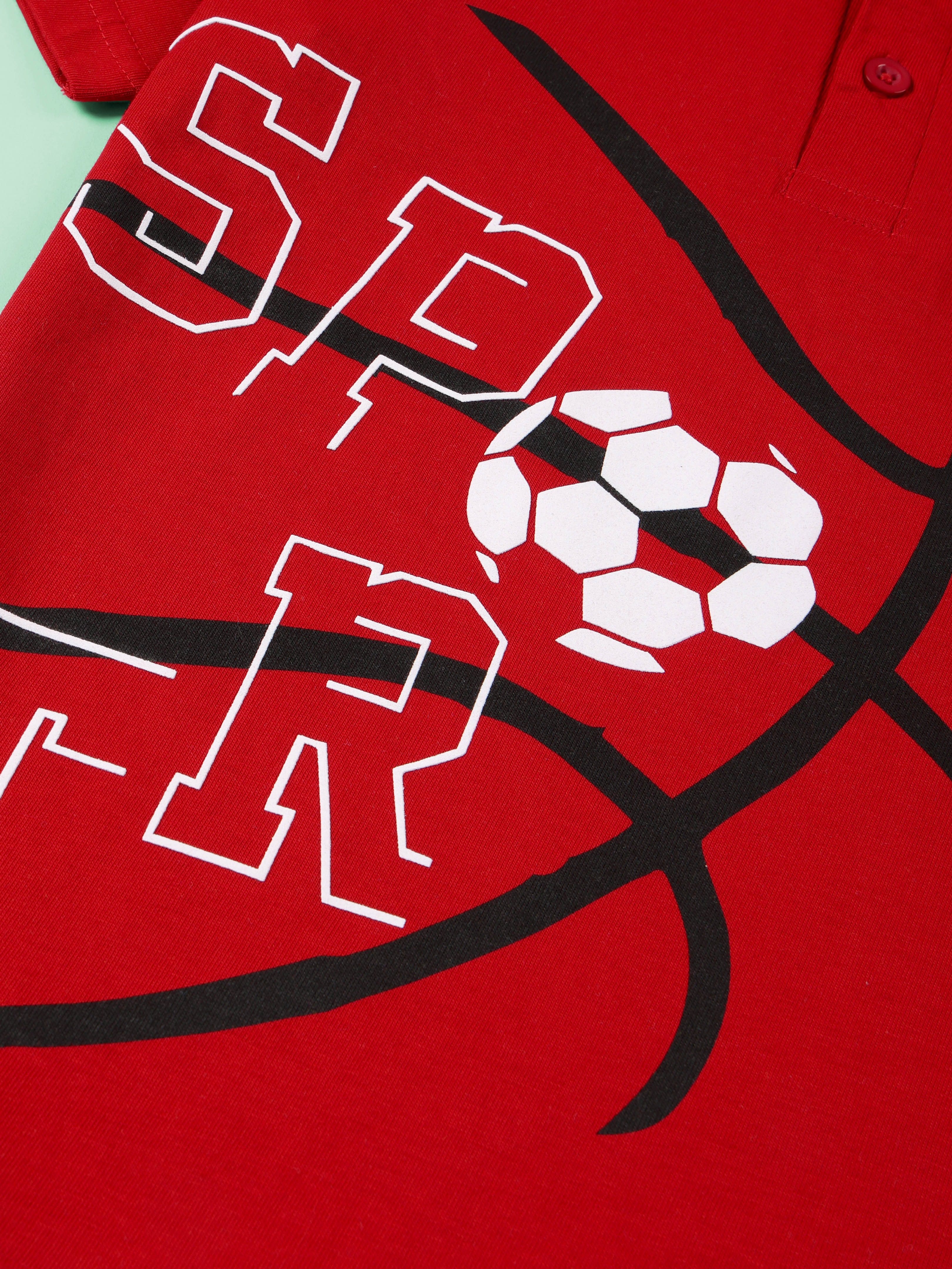 Kiddopanti Boys Printed Polo Tee & Denim Straight Fit Jeans Pant Co Ord Set