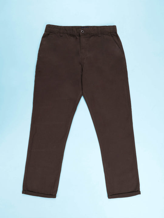 KiddoPanti Boys 100% Cotton Twill Regular Fit Chinos Pant With Adjustable Wasit Elastic