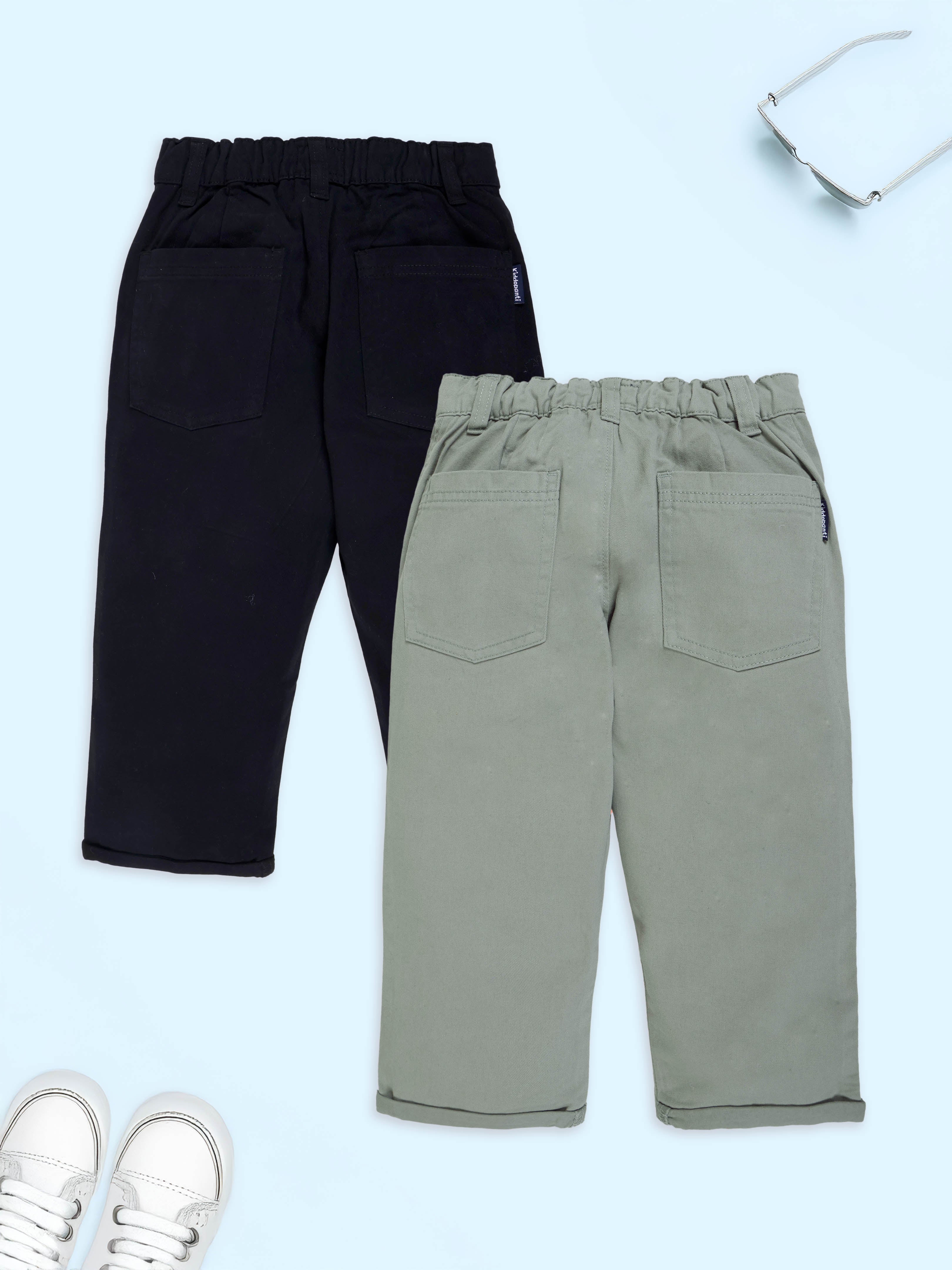 Boys Cotton Twill Chinos Pants Pack of 2