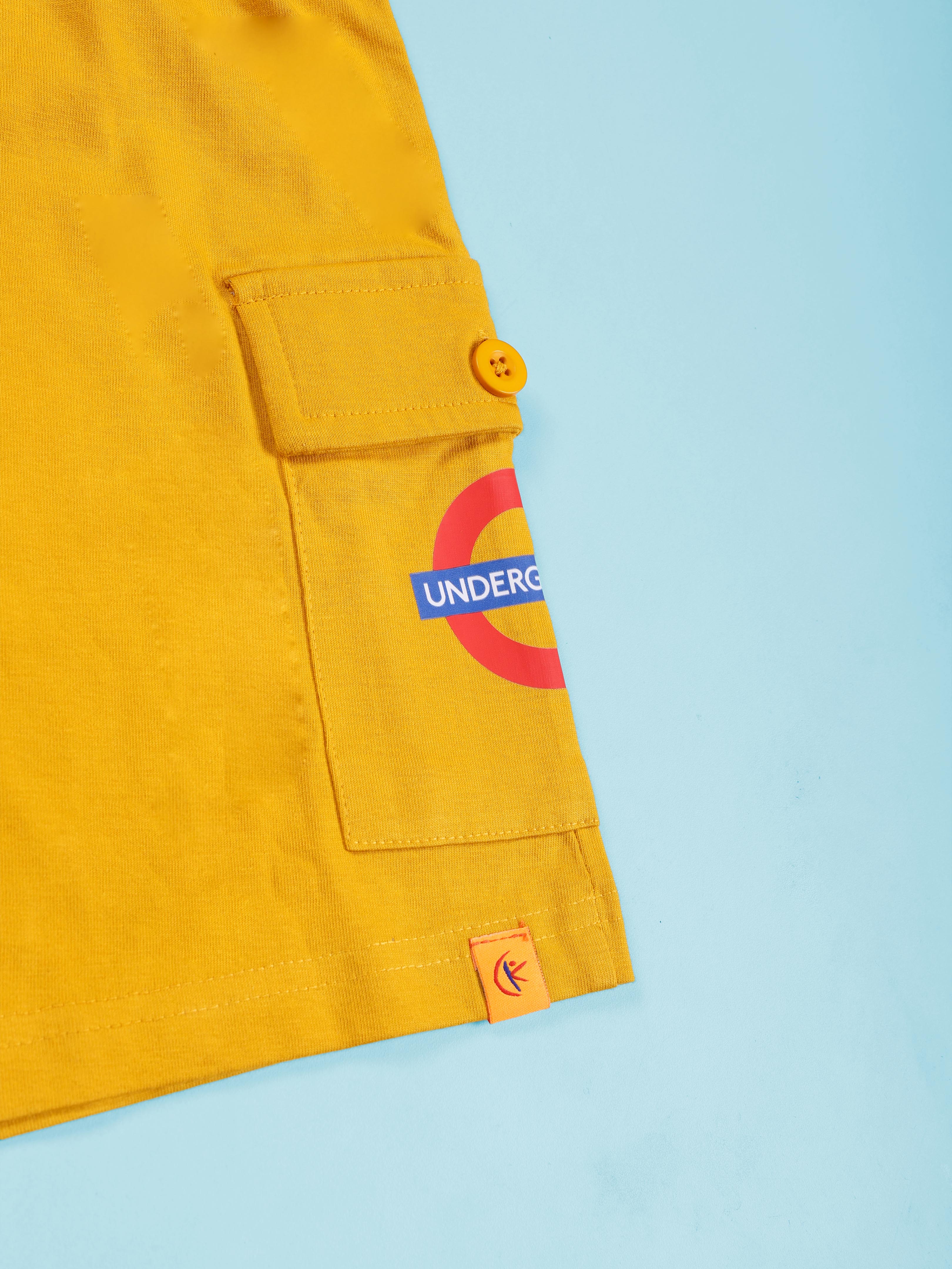 Boys Cotton Knit Travel Theme Printed Basic Cargo Shorts