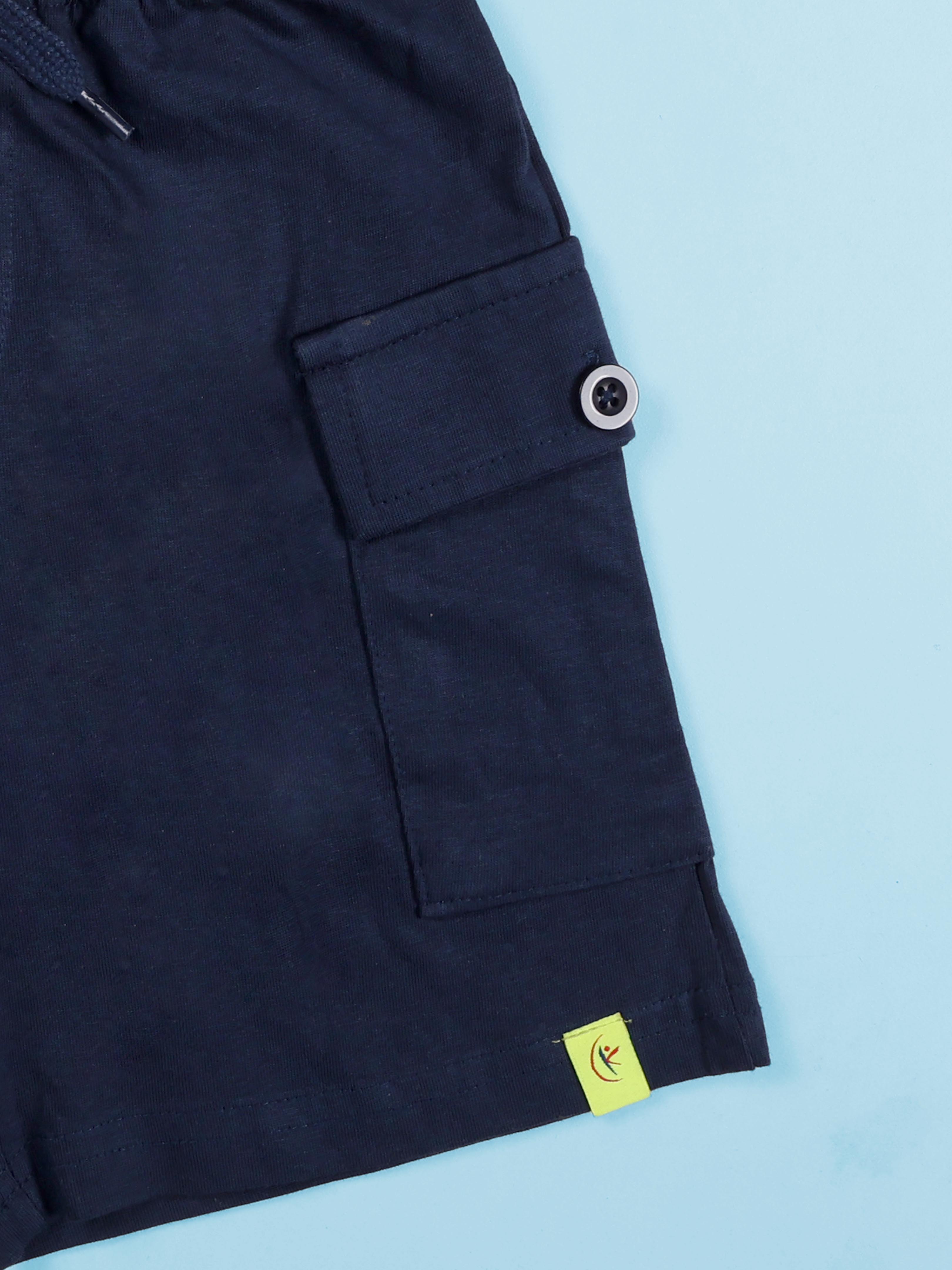 Boys Cotton Knit Travel Theme Printed Basic Cargo Shorts