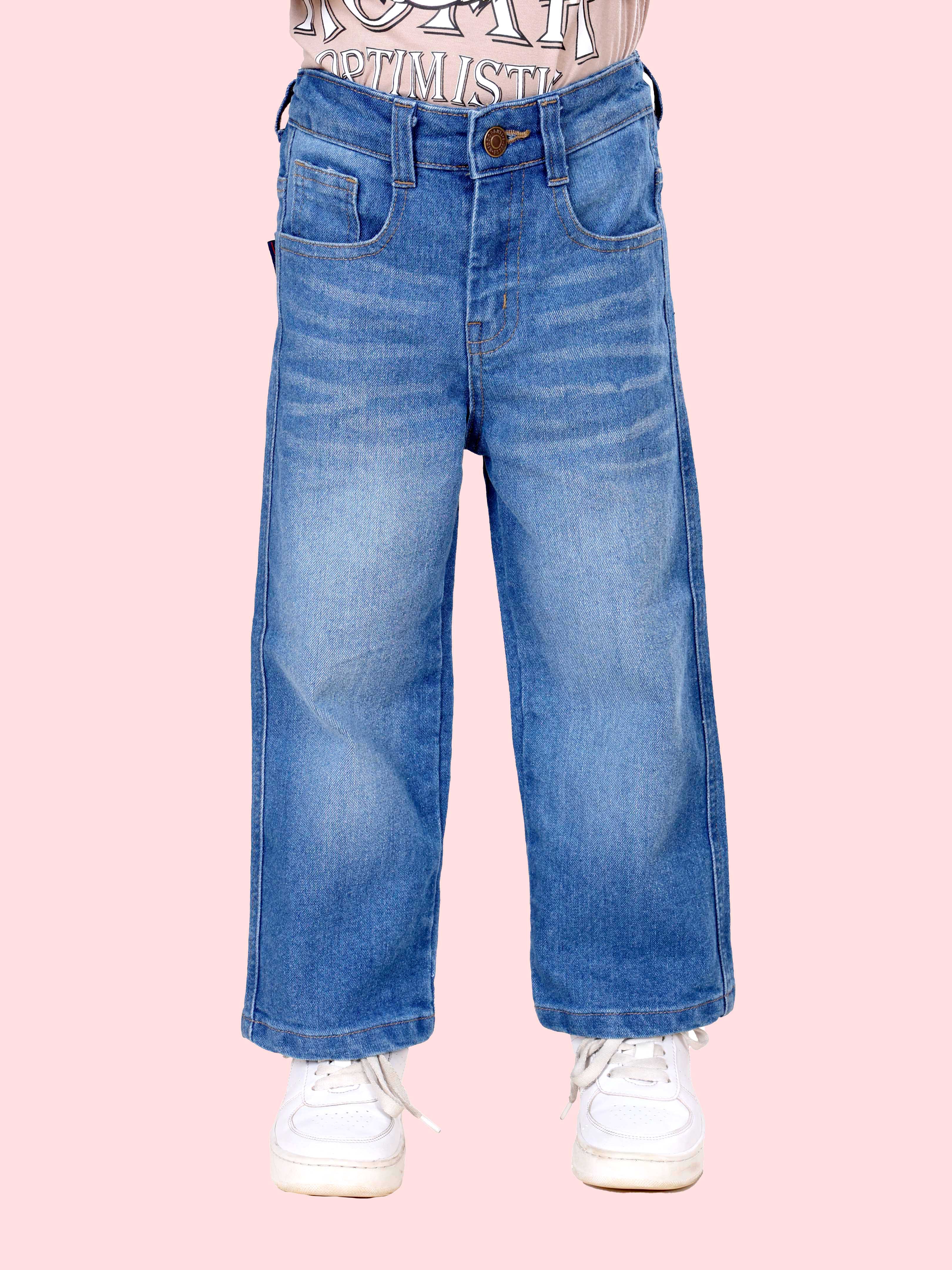 Boys Cotton Woven Half Sleeves Textured With Star Puff Printed Shirt With Denim Woven Straight Fit Jeans Set