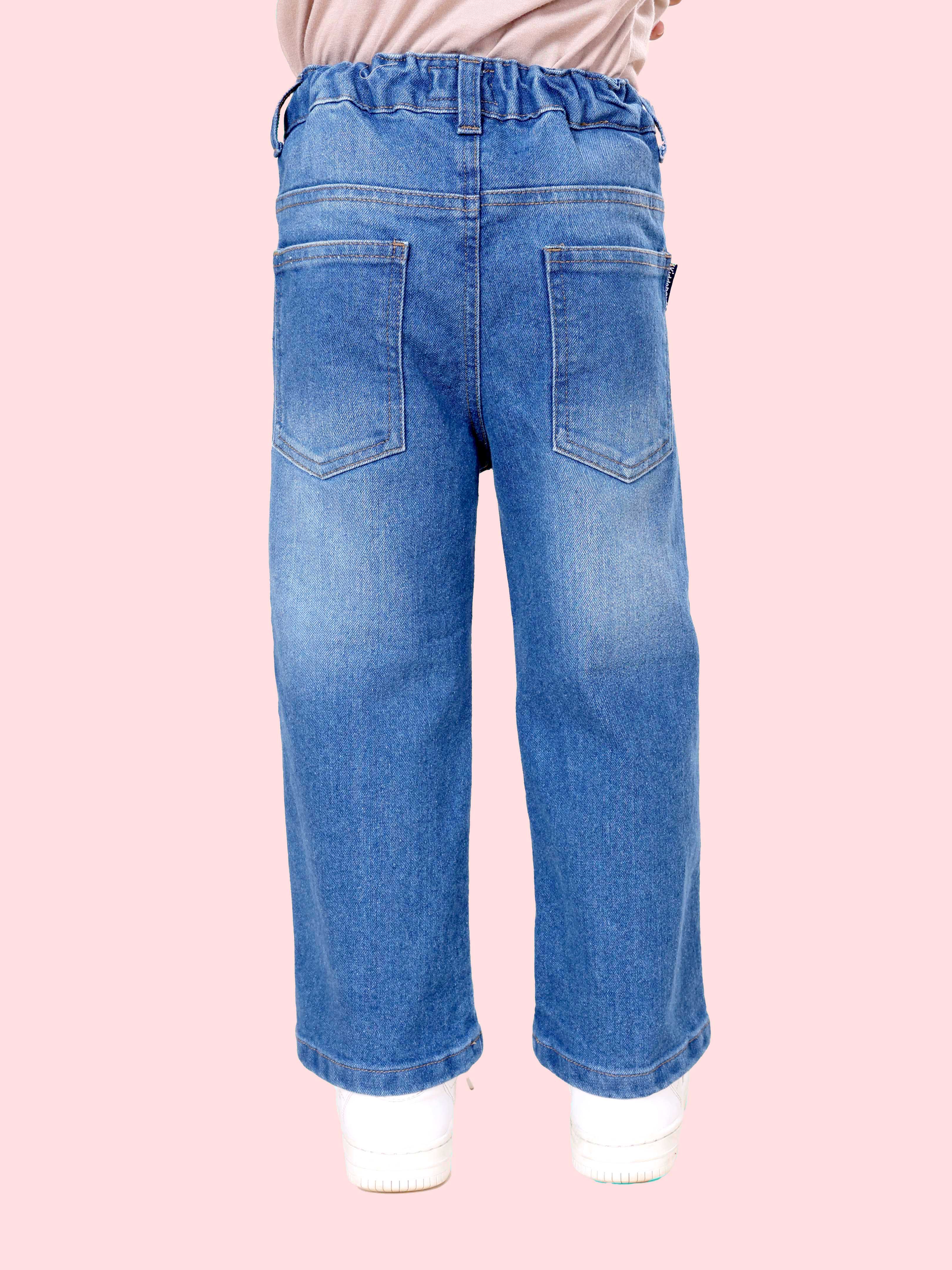 Boys Cotton Woven Half Sleeves Textured With Star Puff Printed Shirt With Denim Woven Straight Fit Jeans Set