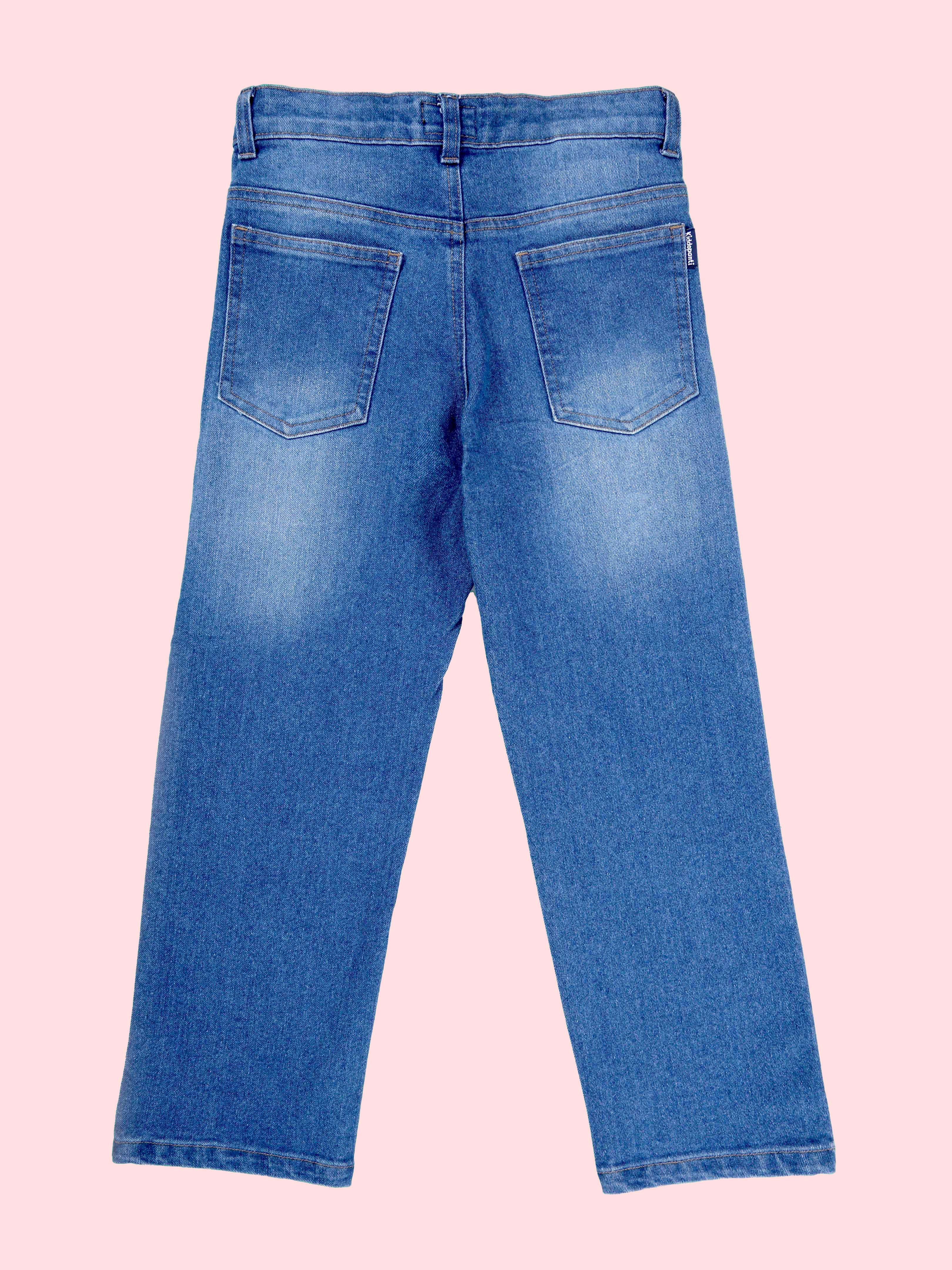 Boys Cotton Woven Half Sleeves Textured With Star Puff Printed Shirt With Denim Woven Straight Fit Jeans Set