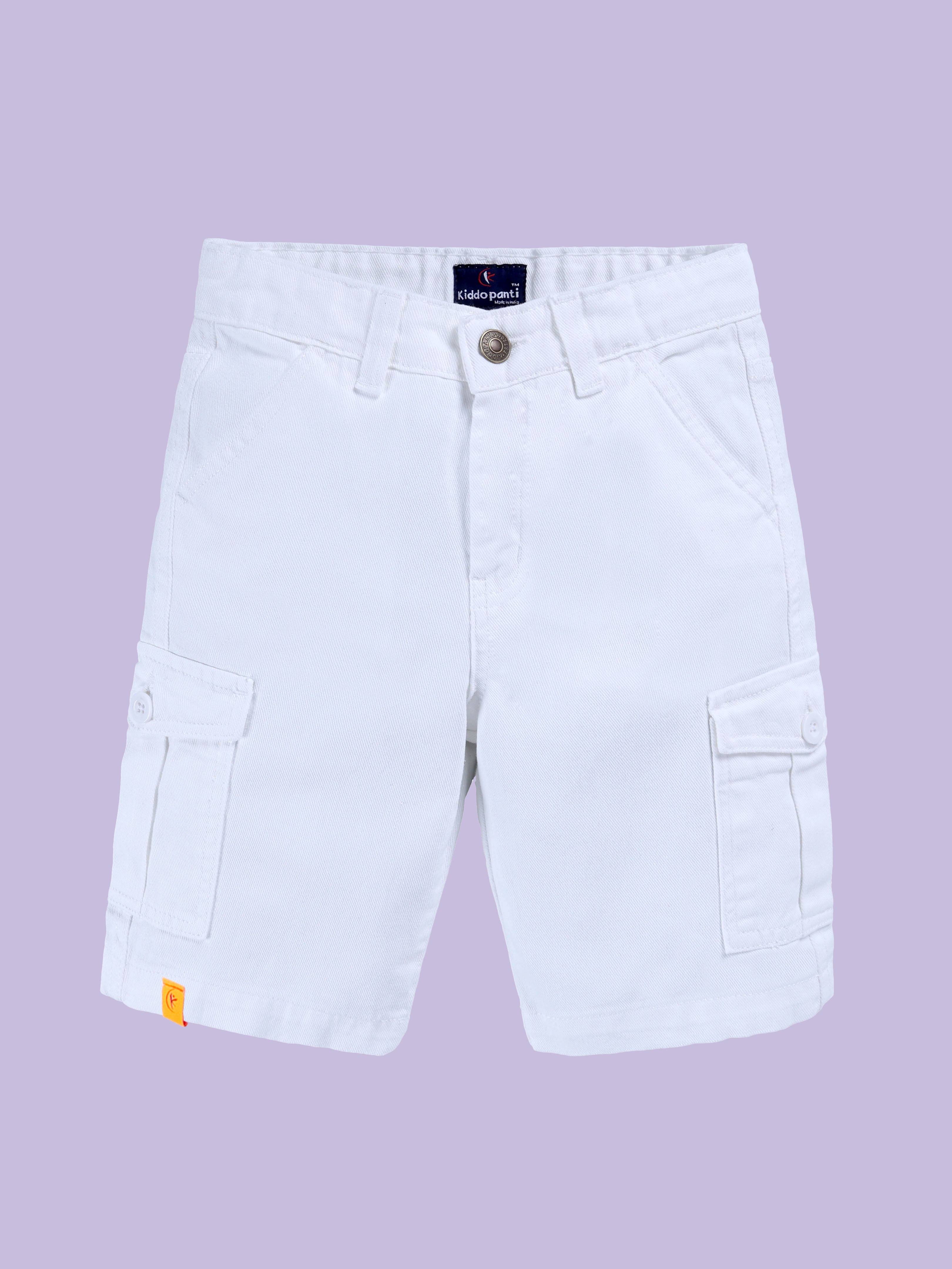 Boys Cotton Woven Half Sleeves Textured With Star Puff Printed Shirt With Denim Woven Cargo Shorts Set