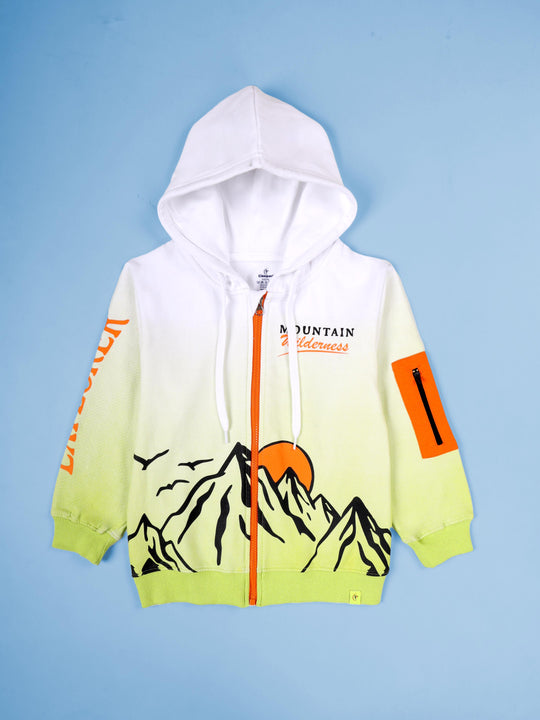 Kiddopanti Boys Printed Zip-Up Hooded Fleece Sweatshirt