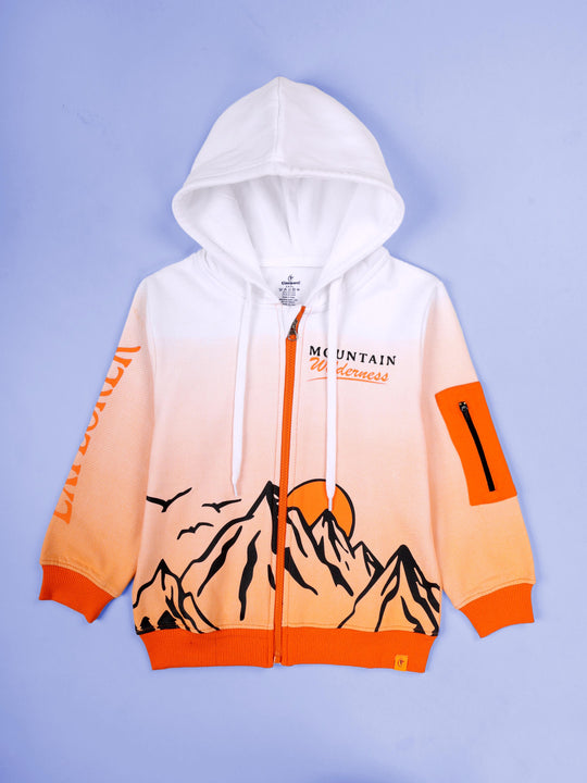 Kiddopanti Boys Printed Zip-Up Hooded Fleece Sweatshirt