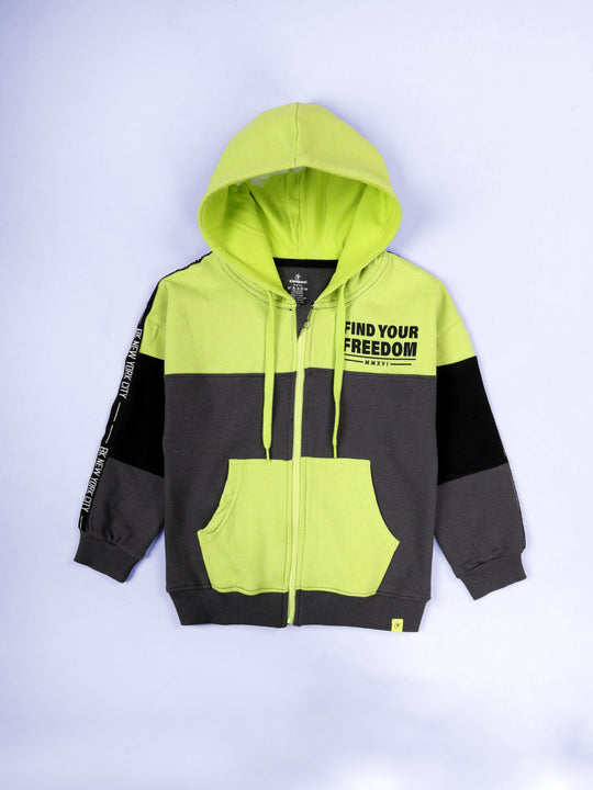 Kiddopanti Boys Fleece Find Your Freedom Colorblock Zip-Up Hoodie With Tape Detailing