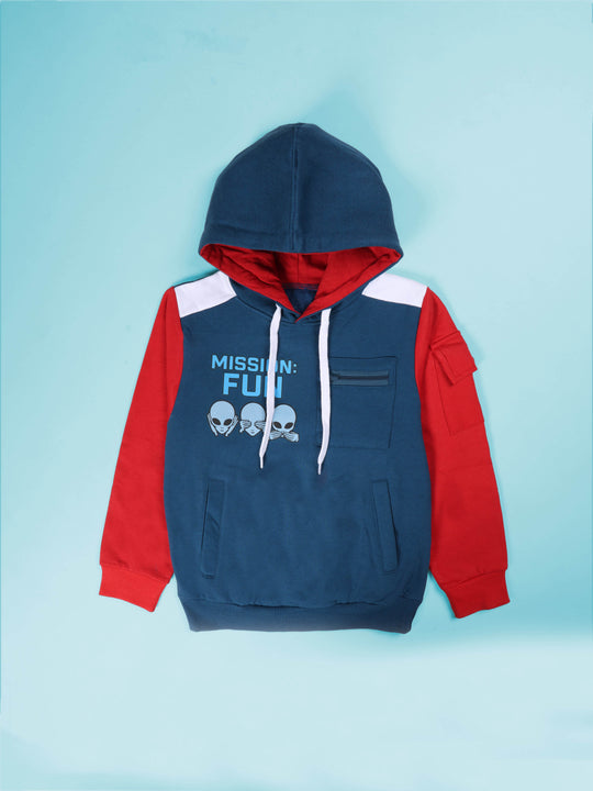 Boys Hooded Sweatshirt With Pocket With Multi Print
