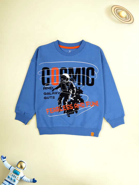KiddoPanti Boys Cotton Fleece Graphic Printed Round Neck Full Sleeve Sweatshirt