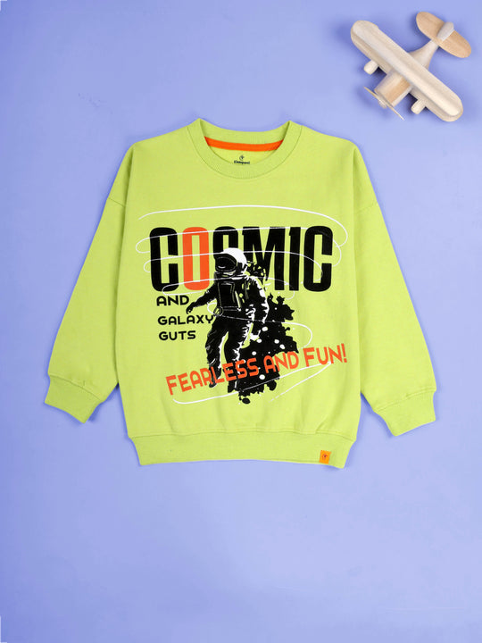 KiddoPanti Boys Cotton Fleece Graphic Printed Round Neck Full Sleeve Sweatshirt