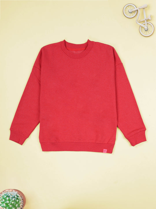 Kiddopanti Boys Solid Fleece Round Neck Sweatshirt