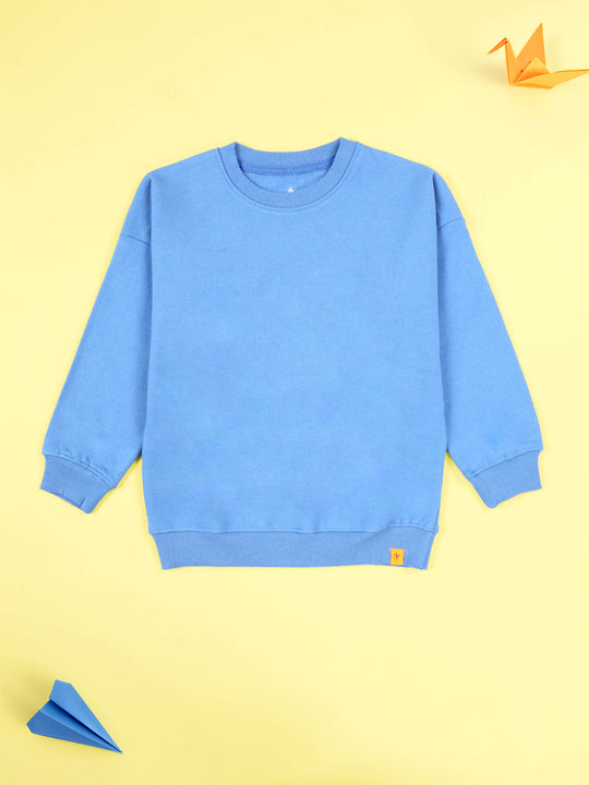 KiddoPanti Boys Solid Cotton Fleece Round Neck Full Sleeve Sweatshirt