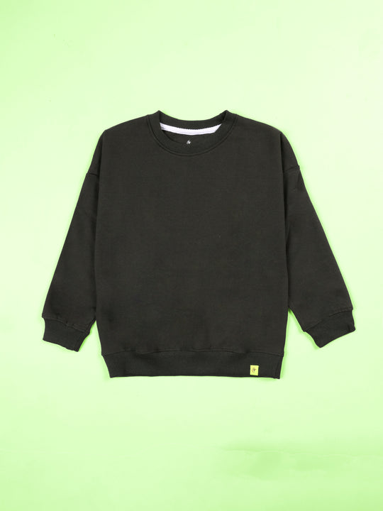 Kiddopanti Boys Solid Fleece Round Neck Full Sleeve Sweatshirt