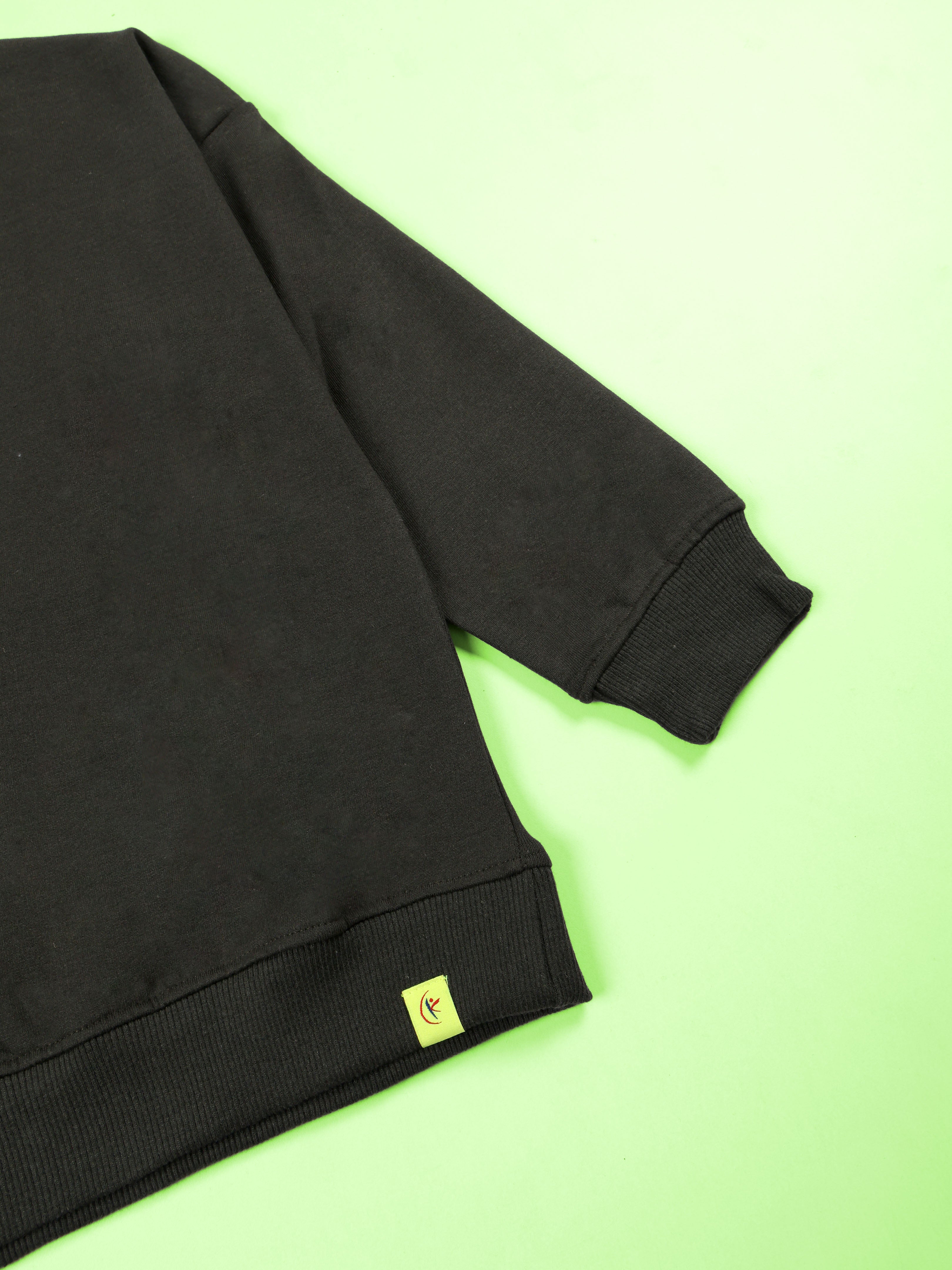 Kiddopanti Boys Solid Fleece Round Neck Full Sleeve Sweatshirt