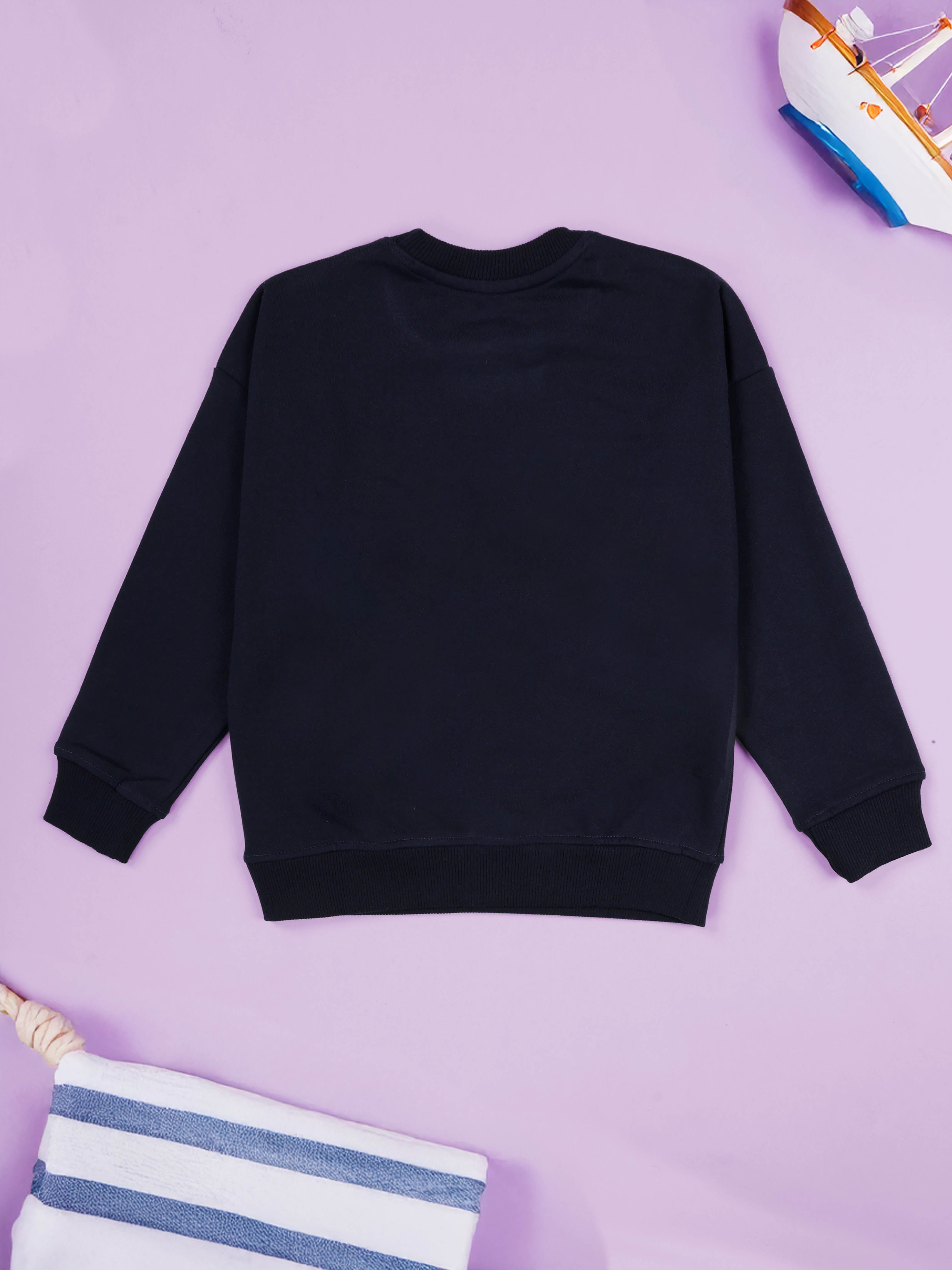 Kiddopanti Boys Solid Fleece Round Neck Sweatshirt