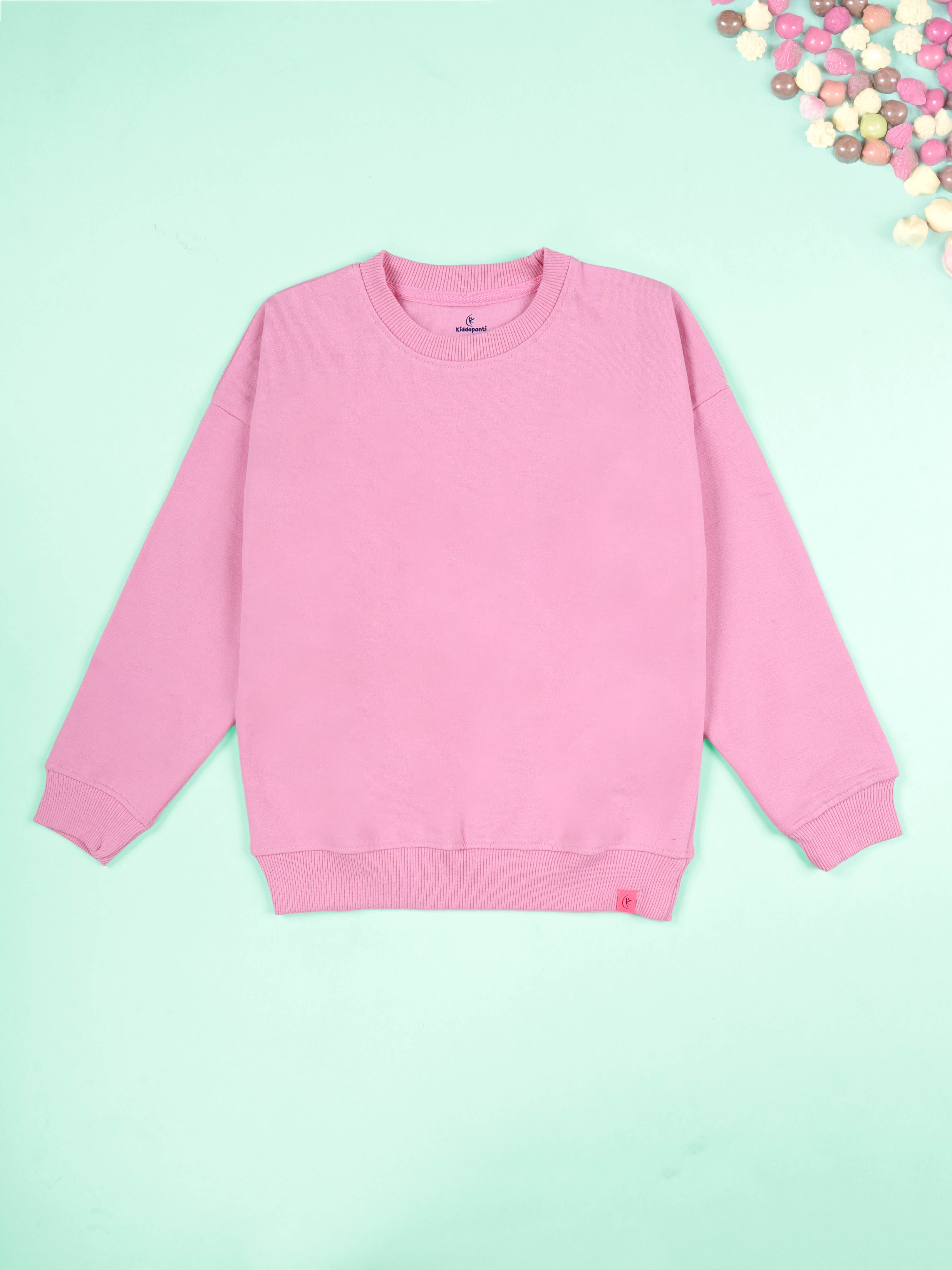 Kiddopanti Boys Solid Fleece Round Neck Sweatshirt