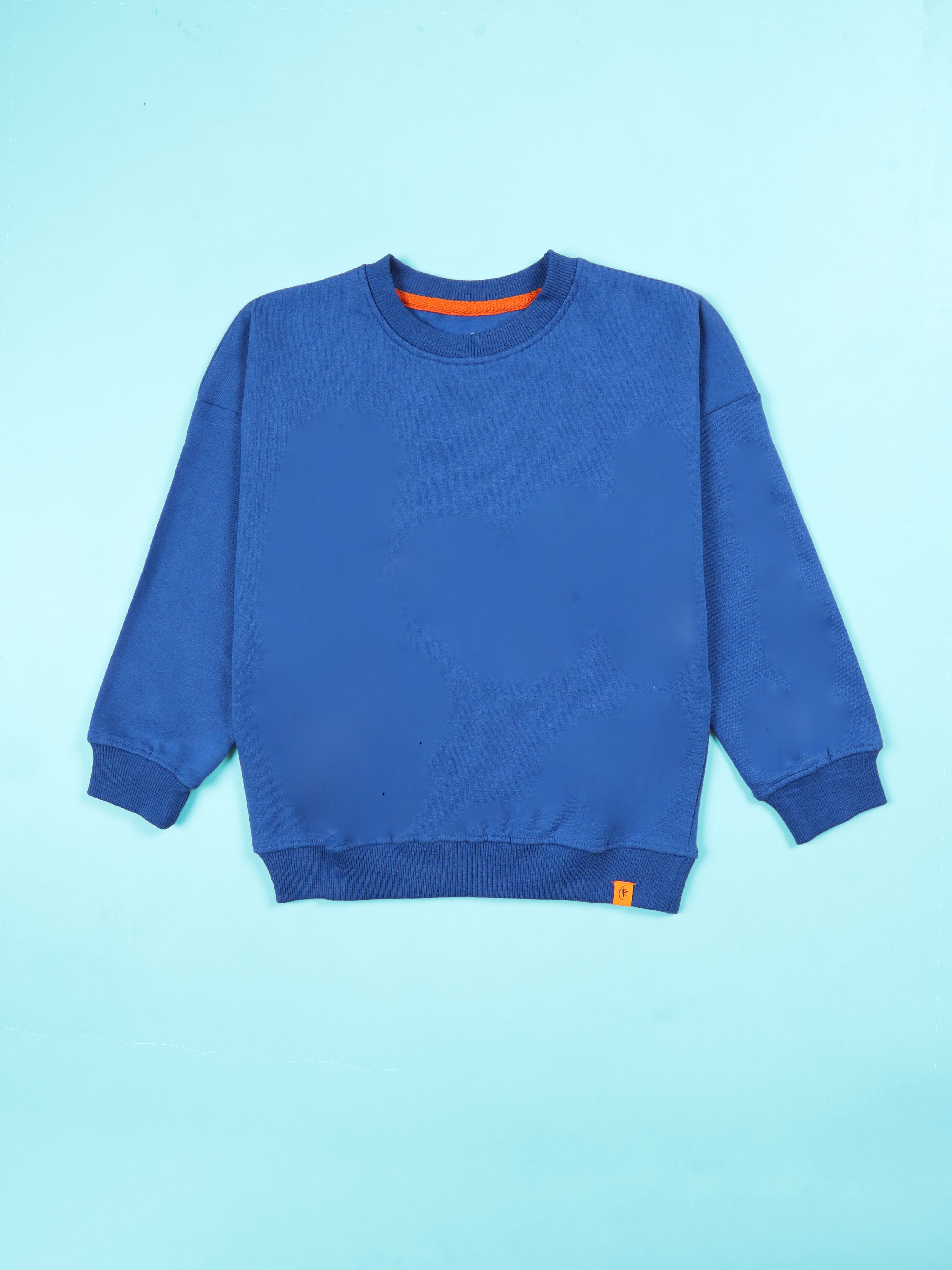 Kiddopanti Boys Solid Fleece Round Neck Full Sleeve Sweatshirt