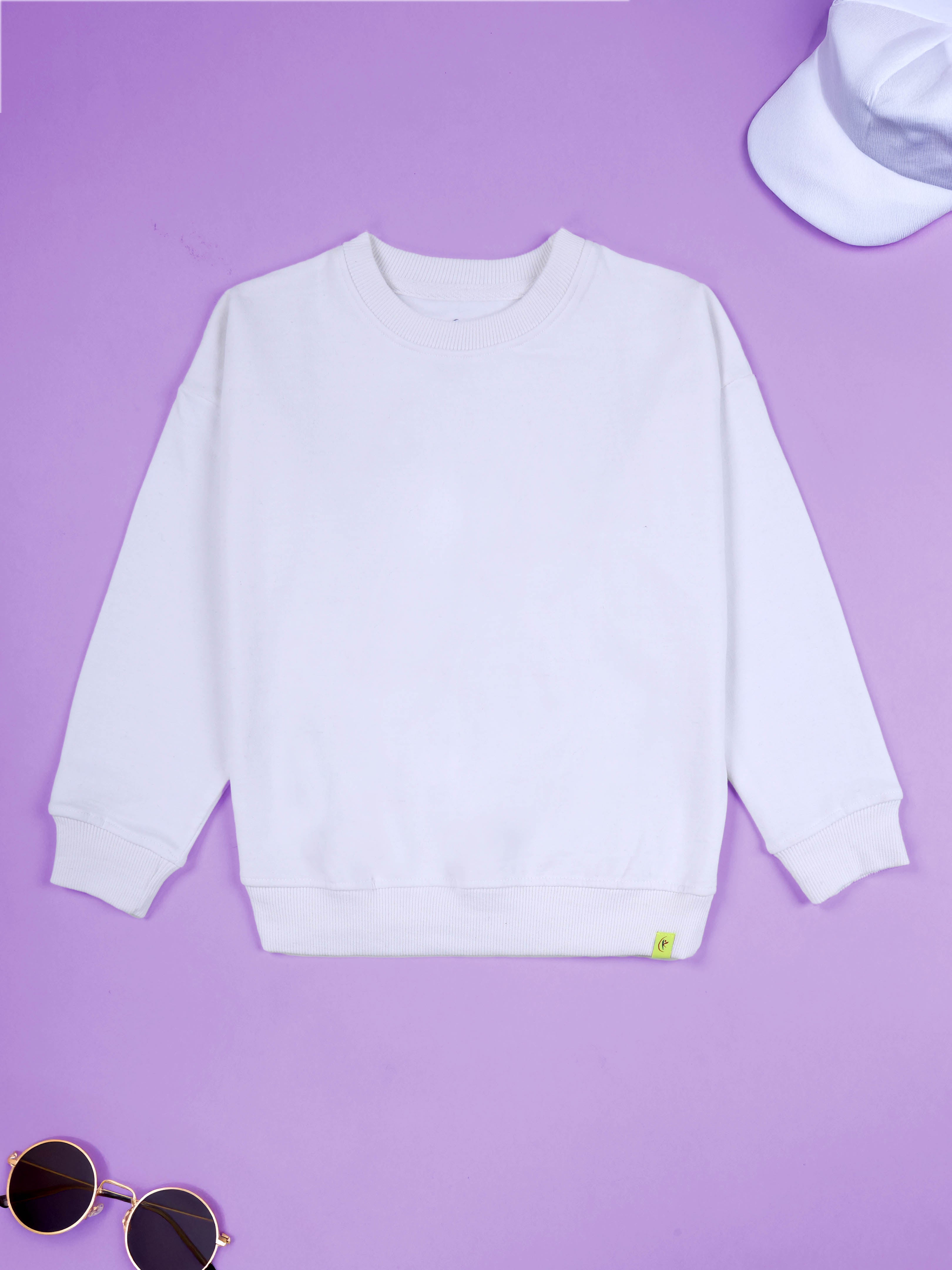 Kiddopanti Boys Solid Fleece Round Neck Sweatshirt