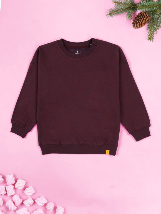 KiddoPanti Boys Solid Cotton Fleece Round Neck Full Sleeve Sweatshirt